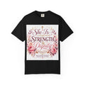 She Is Clothed With Strength & Dignity T-Shirt — Proverbs 31 Floral Christian Tee