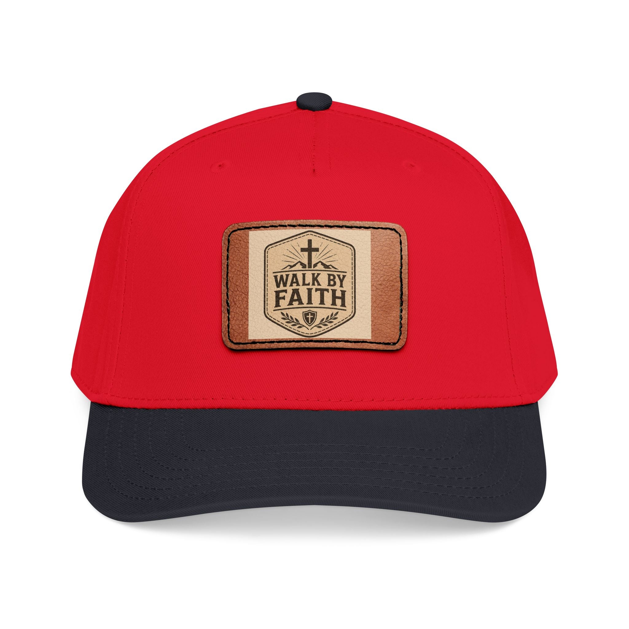 Mid Profile Baseball Cap with Leather Patch (Rectangle)