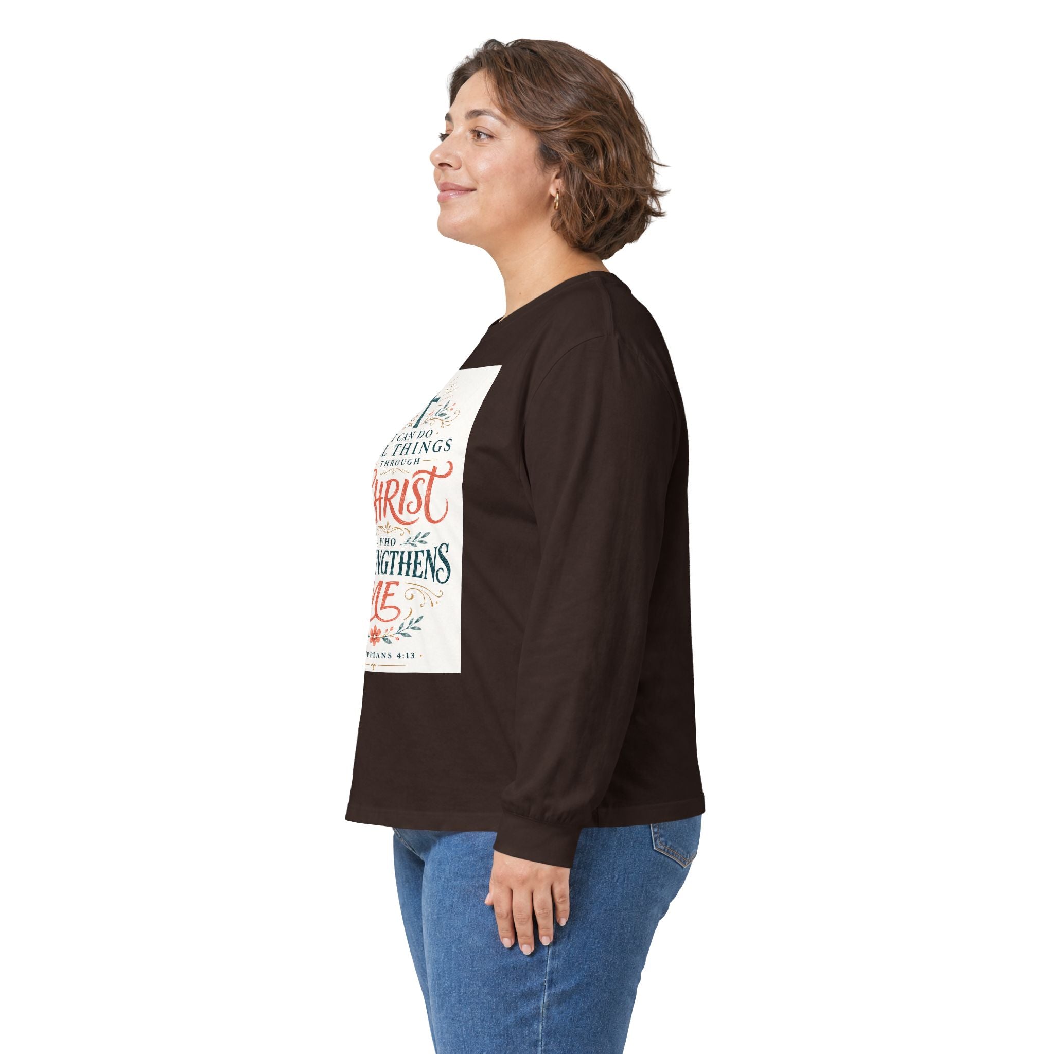 Christian Faith Long Sleeve Tee — "I Can Do All Things Through Christ" Inspirational Shirt