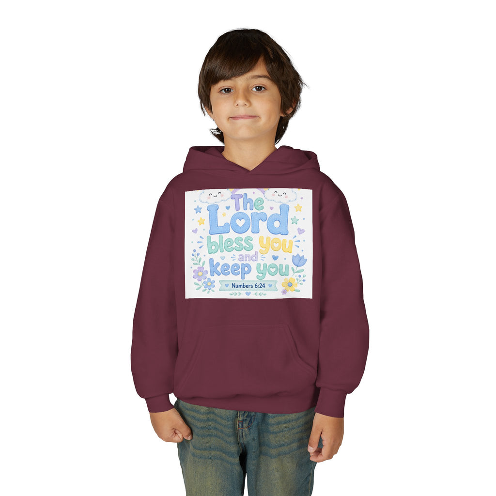 Youth Hoodie — "The Lord Bless You and Keep You" Scripture Sweatshirt (Numbers 6:24)