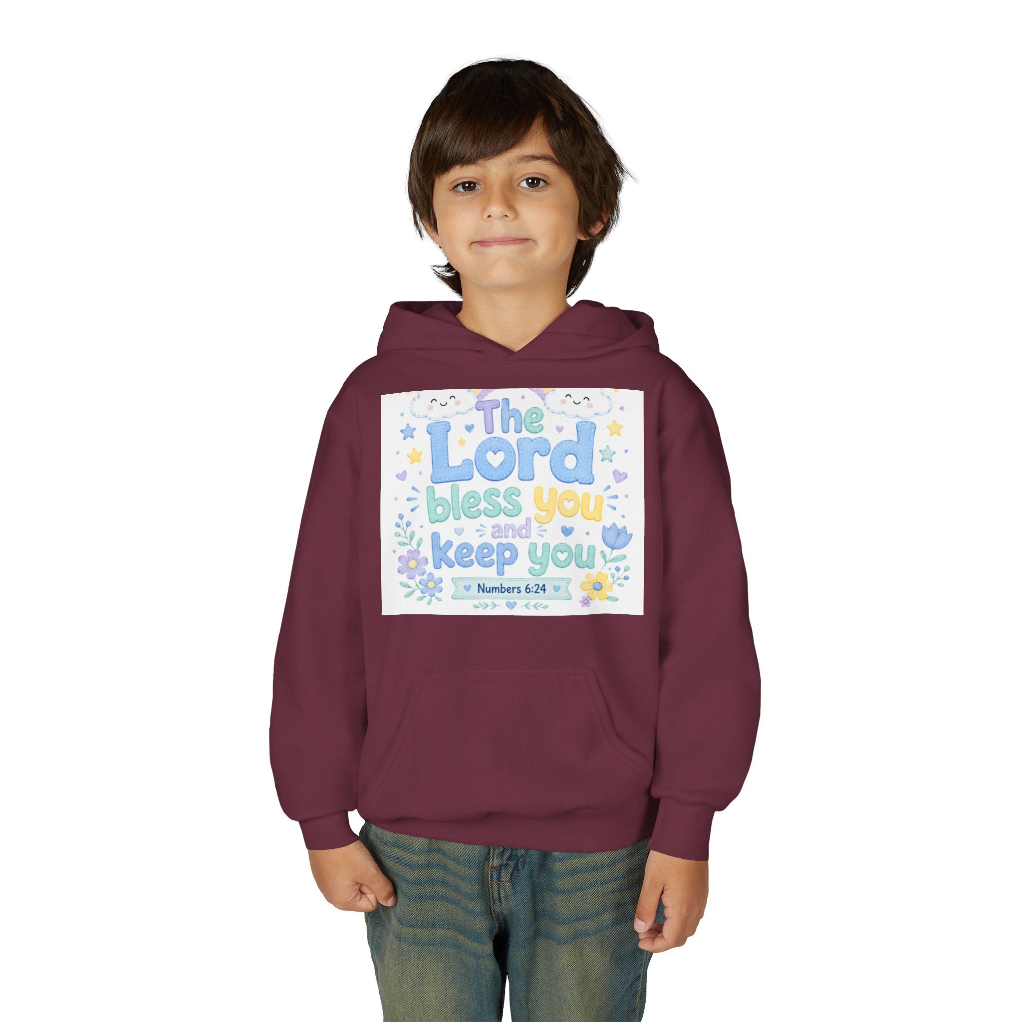 Youth Hoodie — "The Lord Bless You and Keep You" Scripture Sweatshirt (Numbers 6:24)