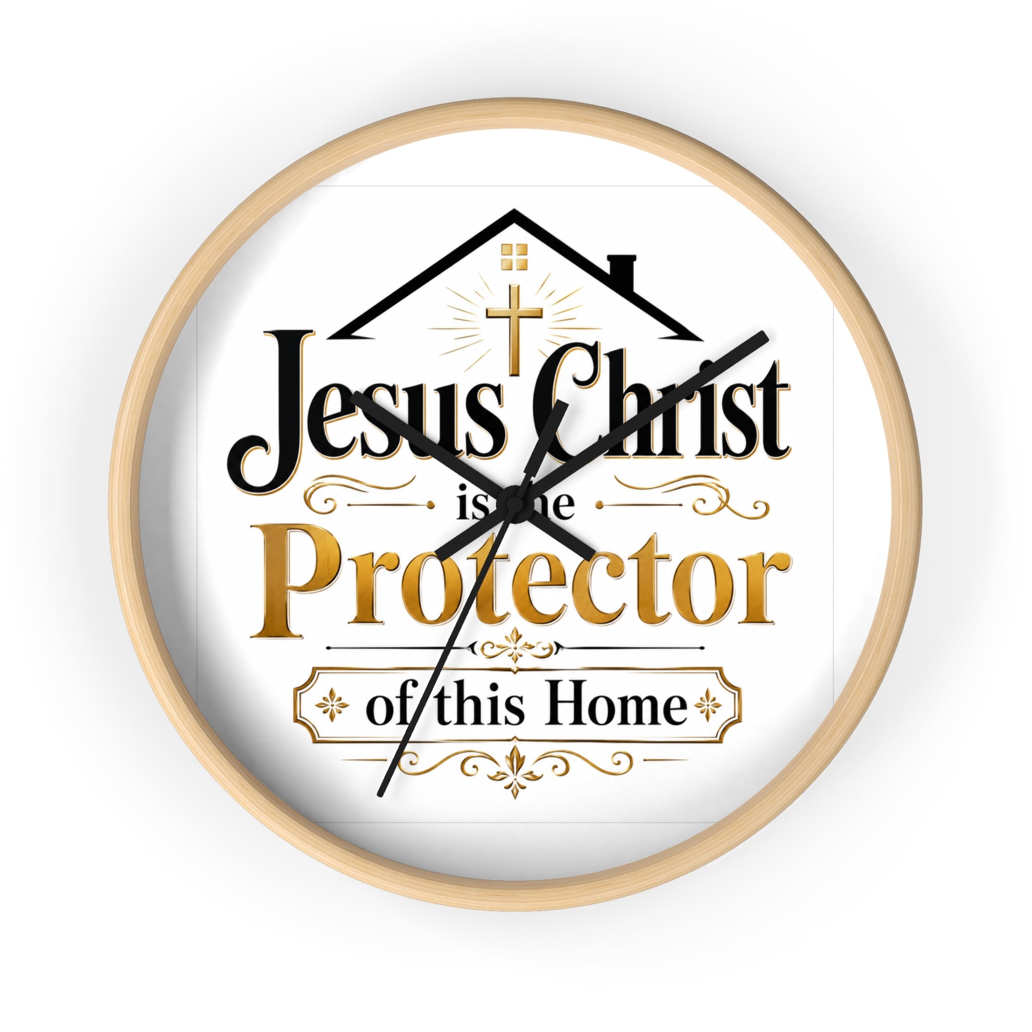 Jesus Christ Protector of This Home Wall Clock — Christian Home Décor