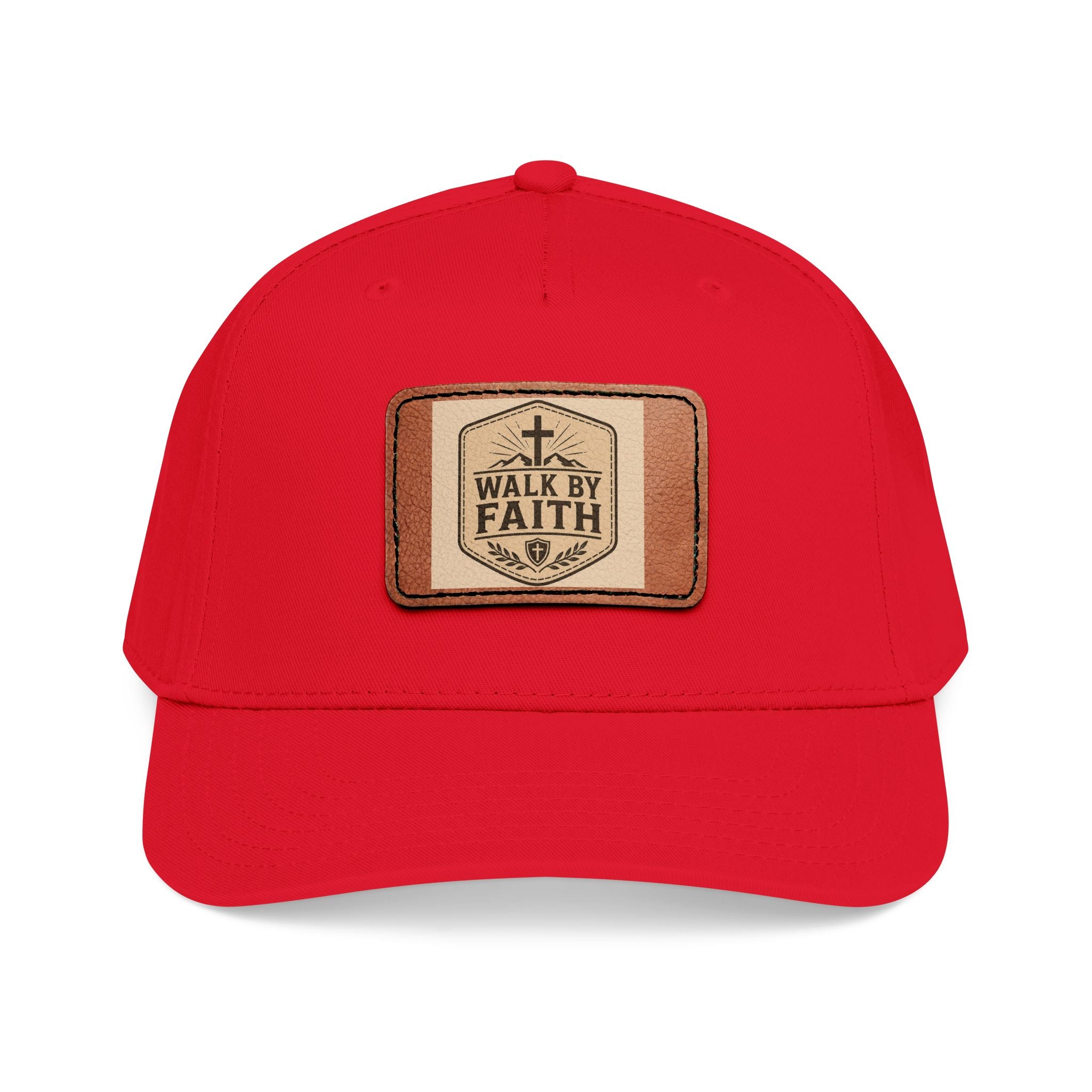 Mid Profile Baseball Cap with Leather Patch (Rectangle)