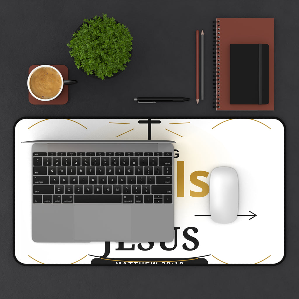 Winning Souls for Jesus Desk Mat — Christian Office Mousepad with Matthew 28:19 Design