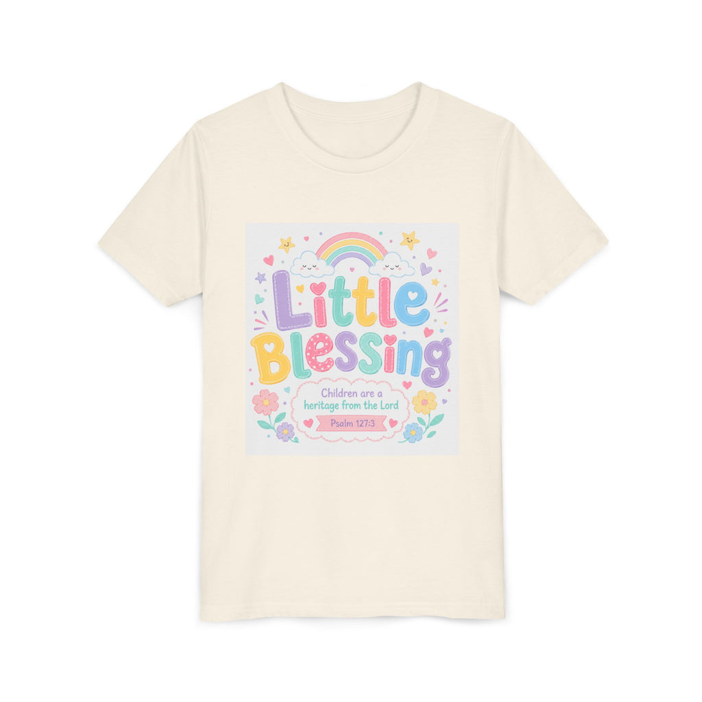 Youth Tee — “Little Blessing” Pastel Rainbow Kids T-Shirt