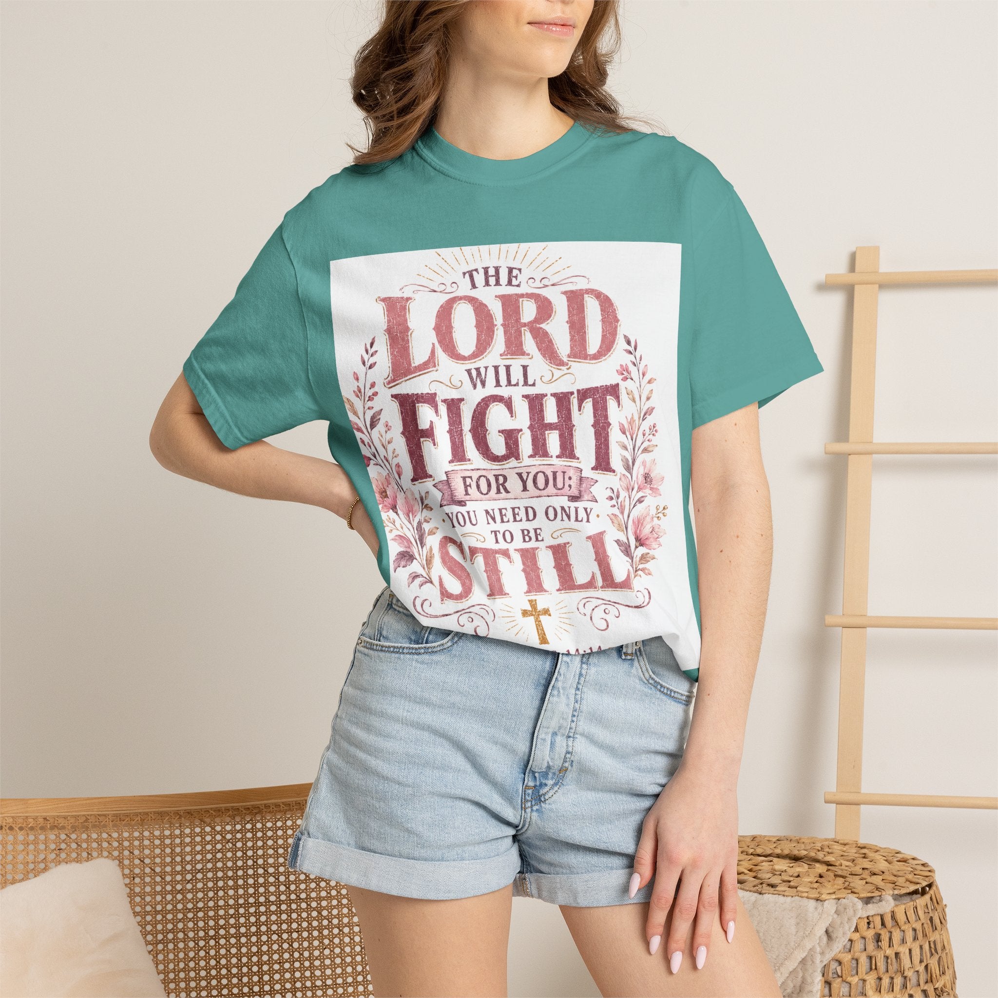 Men's Christian T‑Shirt — "The Lord Will Fight for You; Be Still" Faith Graphic Tee