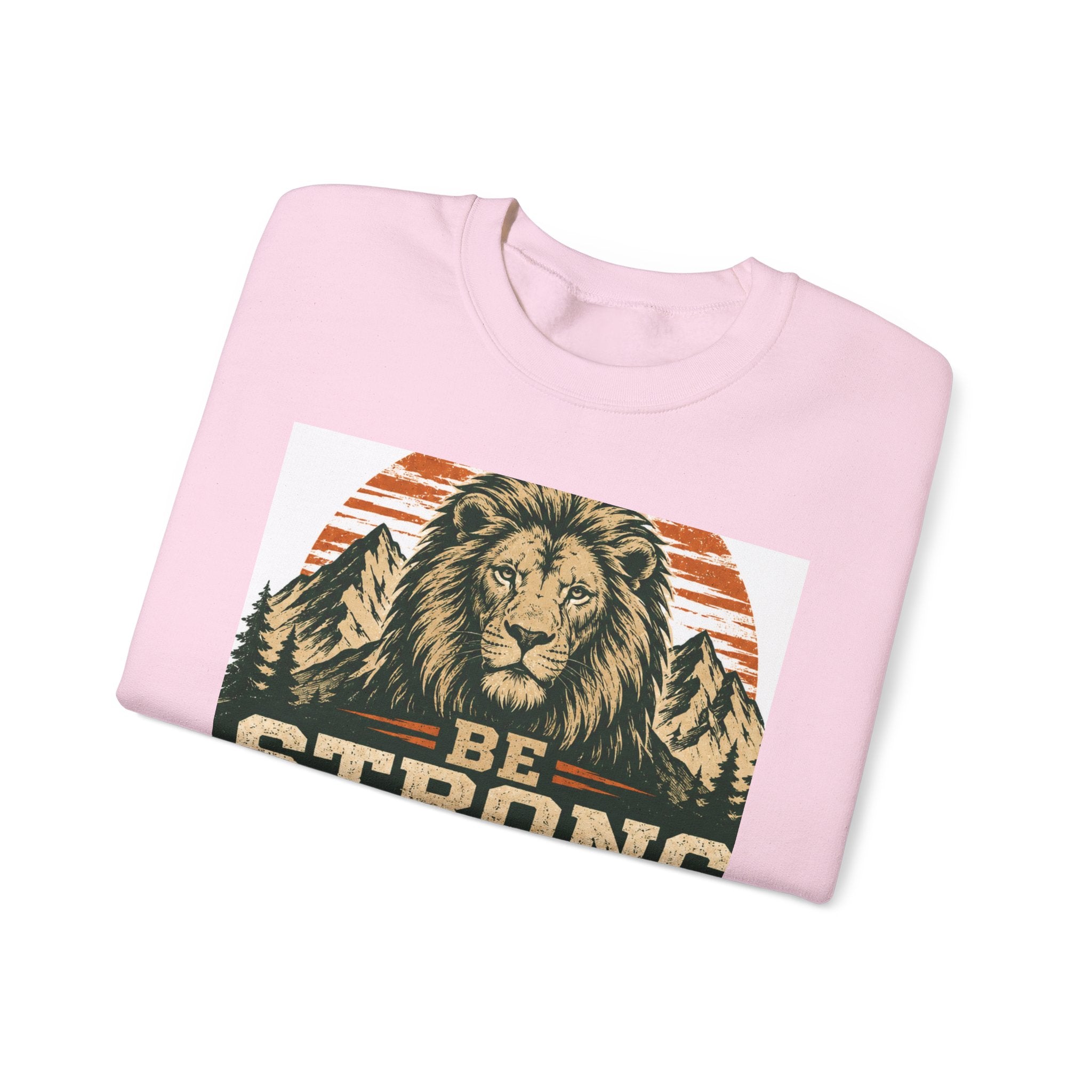 Be Strong and Courageous Crewneck Sweatshirt – Joshua 1:9 Lion Graphic