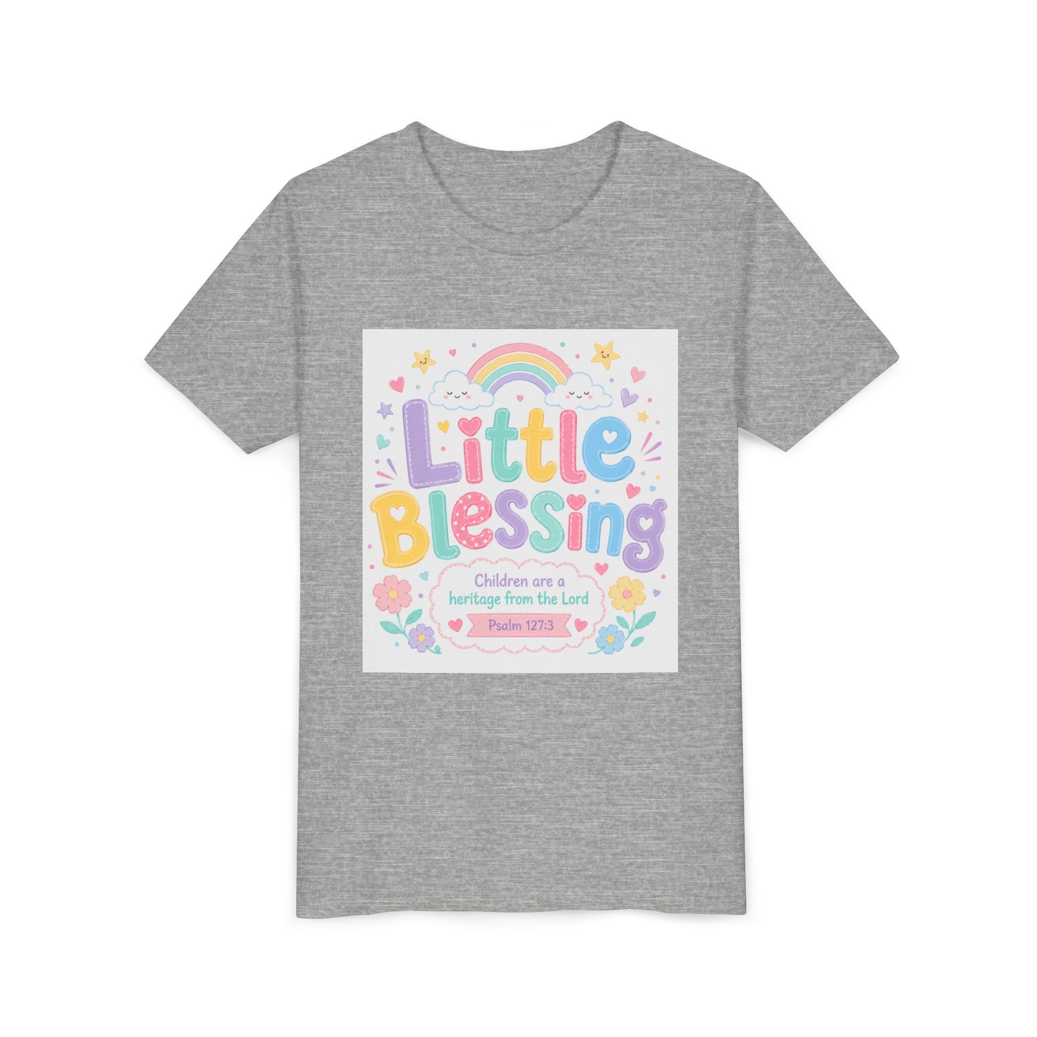 Youth Tee — “Little Blessing” Pastel Rainbow Kids T-Shirt