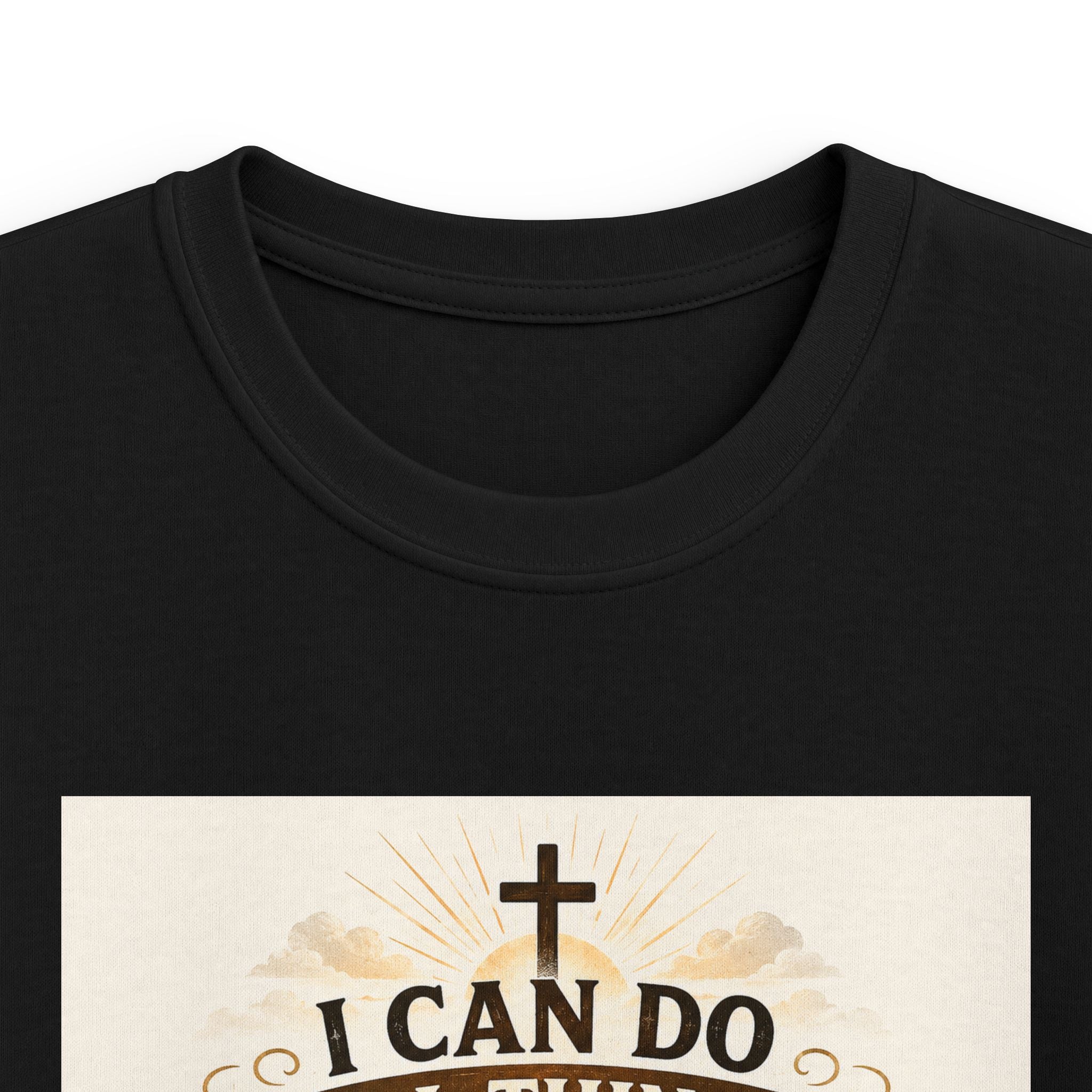 Kids Christian Tee — “I Can Do All Things Through Christ” Bible Verse Shirt