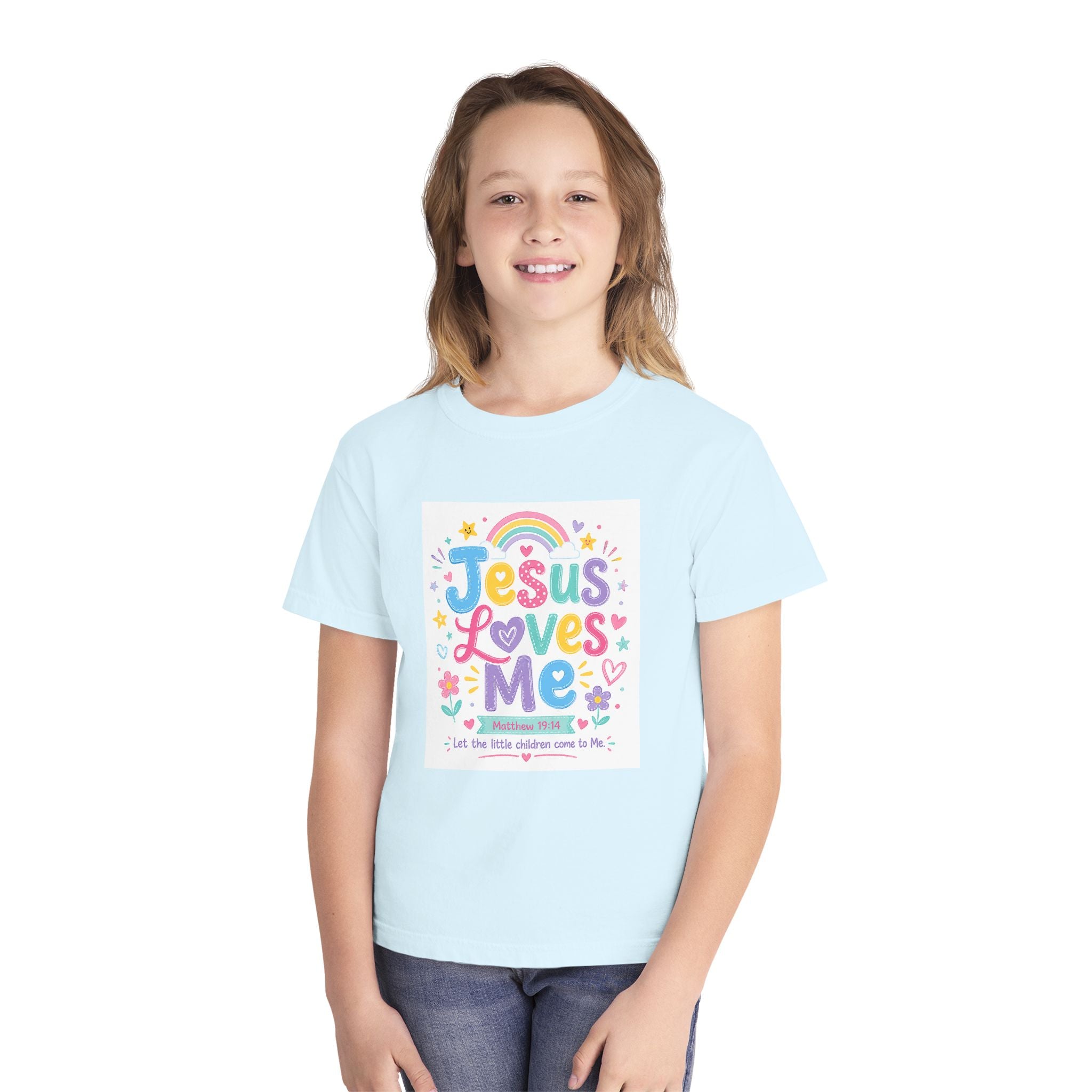 Youth Tee - "Jesus Loves Me" Colorful Kids Christian Graphic Shirt