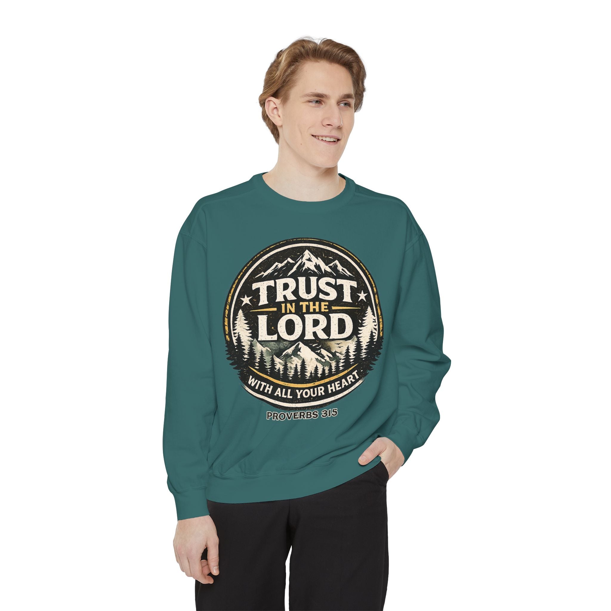 Trust in the Lord Sweatshirt — Proverbs 3:5 Faith Graphic Crewneck