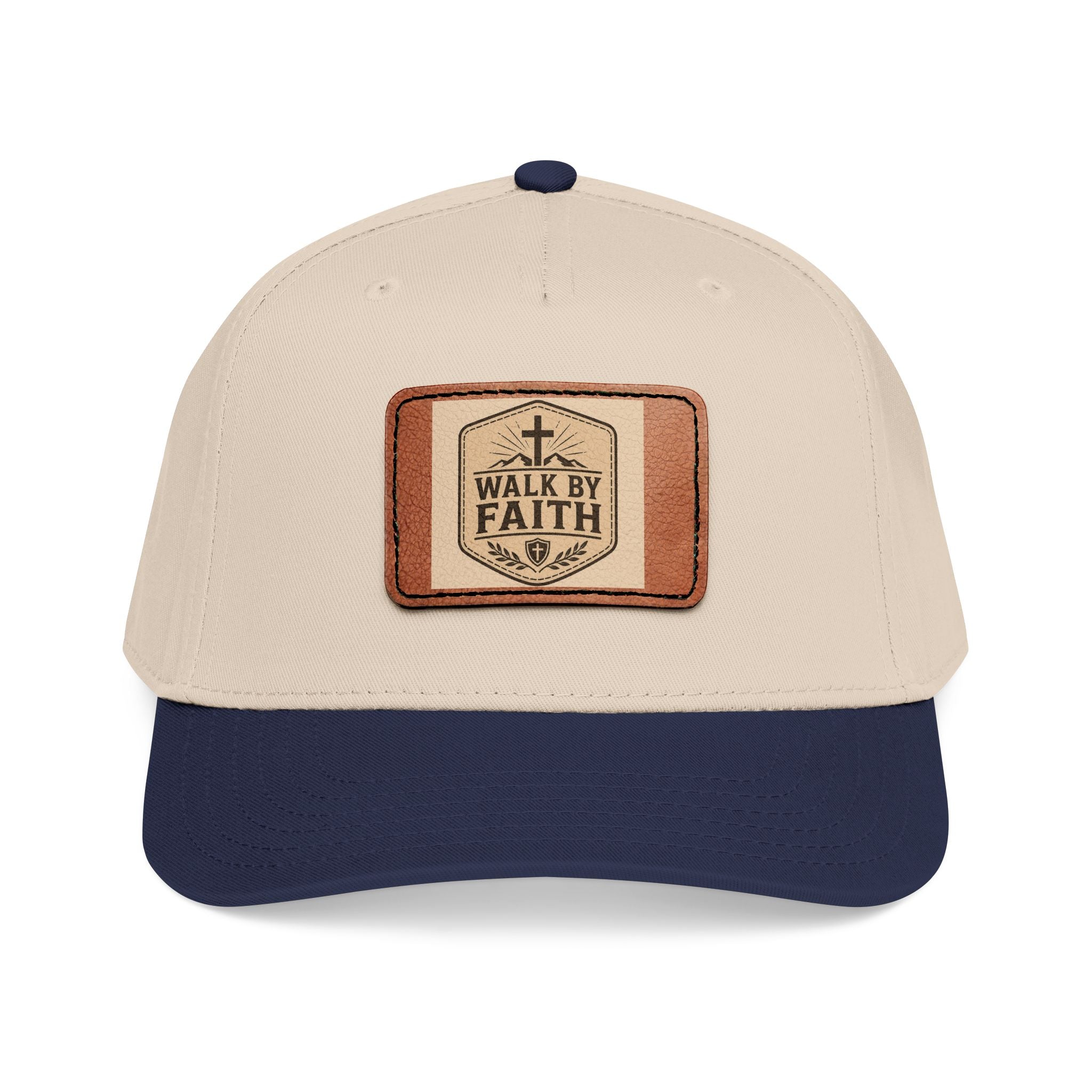 Mid Profile Baseball Cap with Leather Patch (Rectangle)