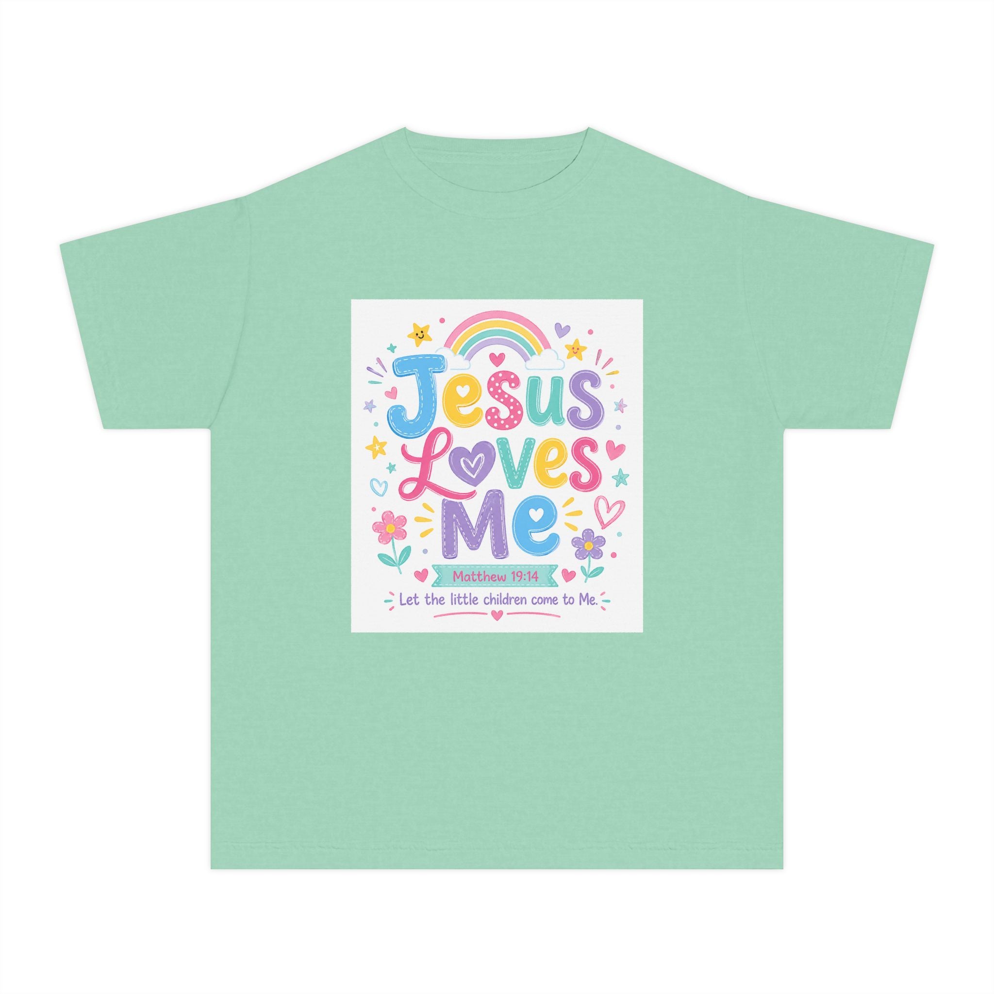 Youth Tee - "Jesus Loves Me" Colorful Kids Christian Graphic Shirt