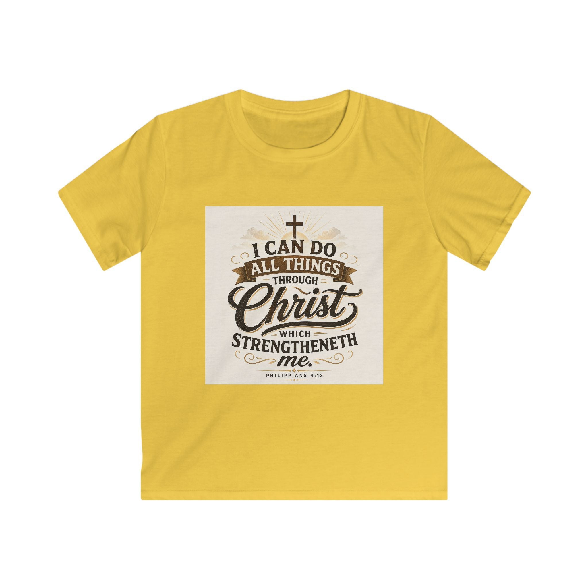 Kids Christian Tee — “I Can Do All Things Through Christ” Bible Verse Shirt