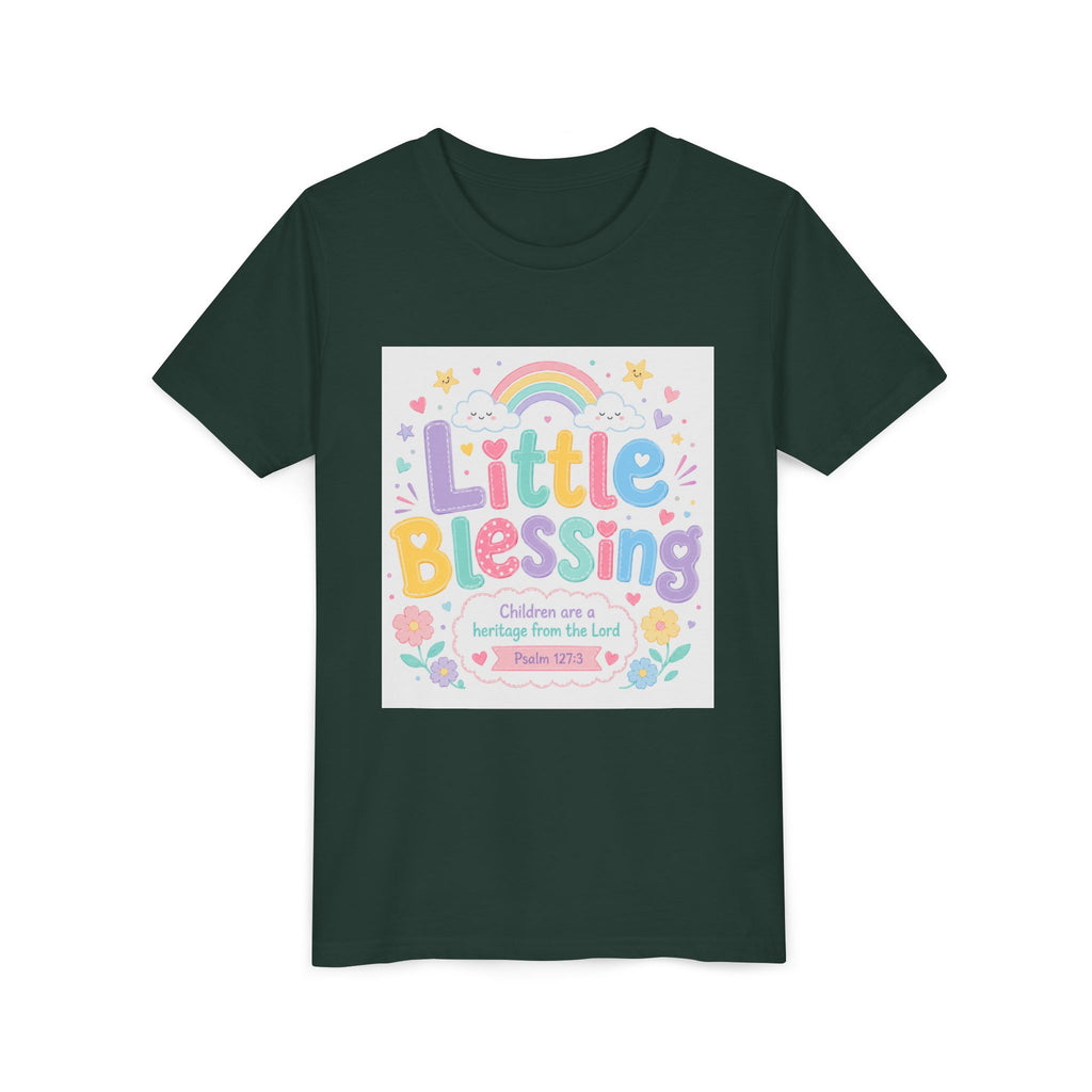 Youth Tee — “Little Blessing” Pastel Rainbow Kids T-Shirt