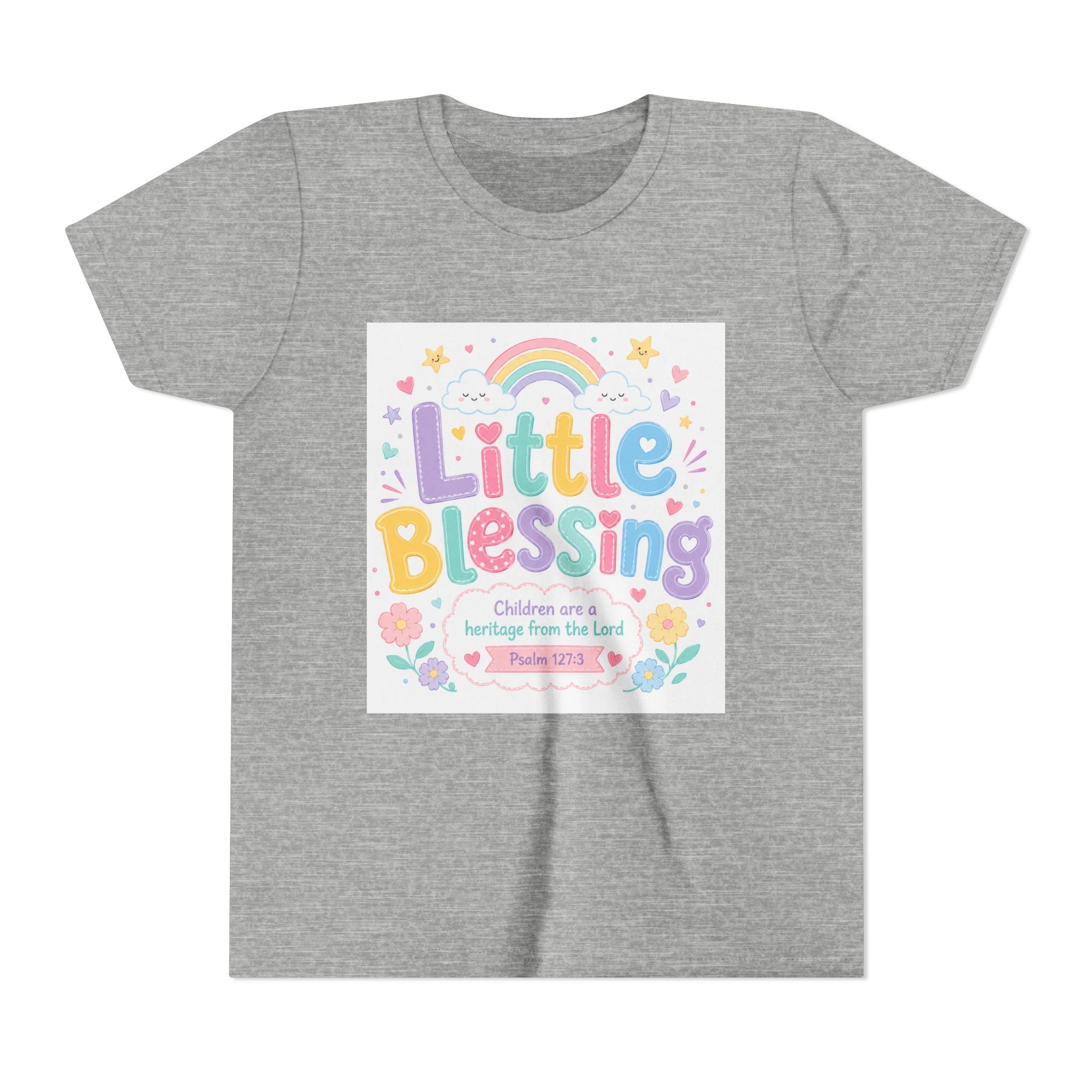 Youth Tee — “Little Blessing” Pastel Rainbow Kids T-Shirt