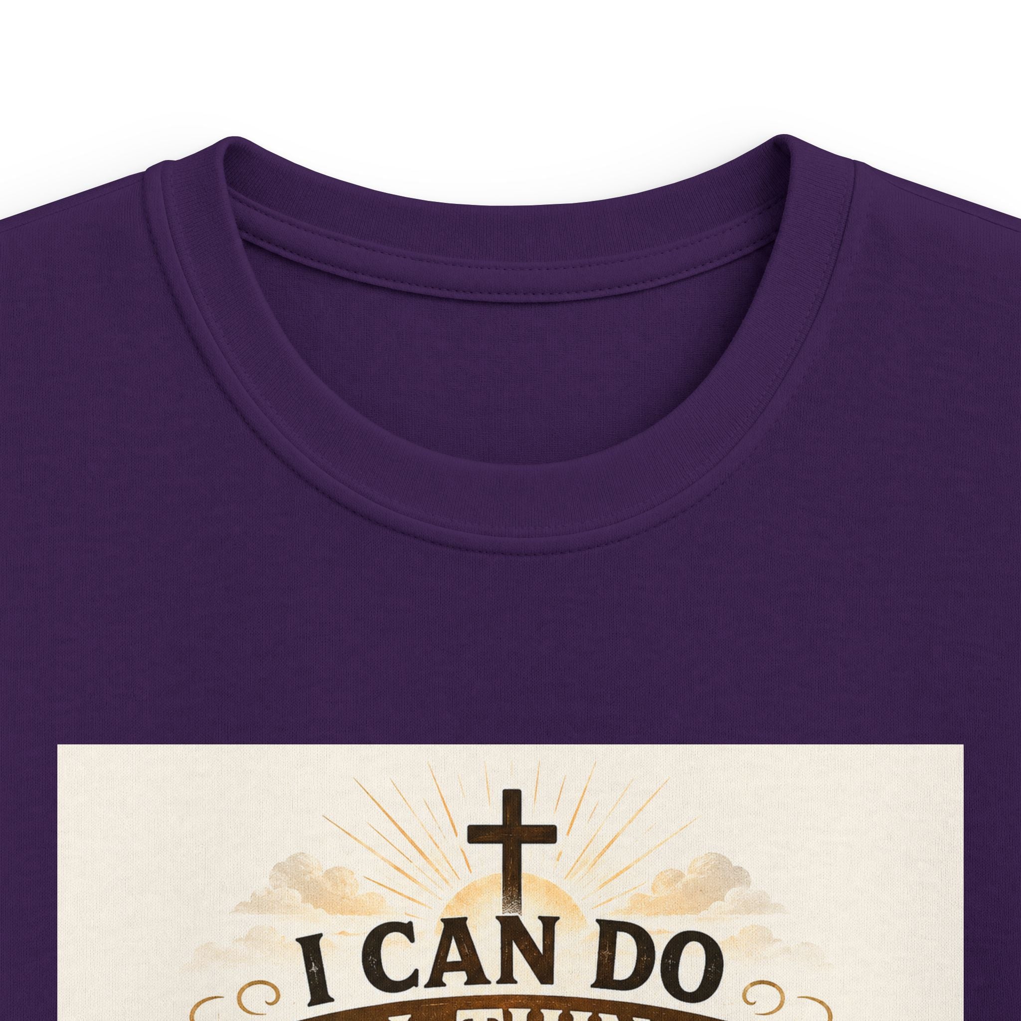 Kids Christian Tee — “I Can Do All Things Through Christ” Bible Verse Shirt