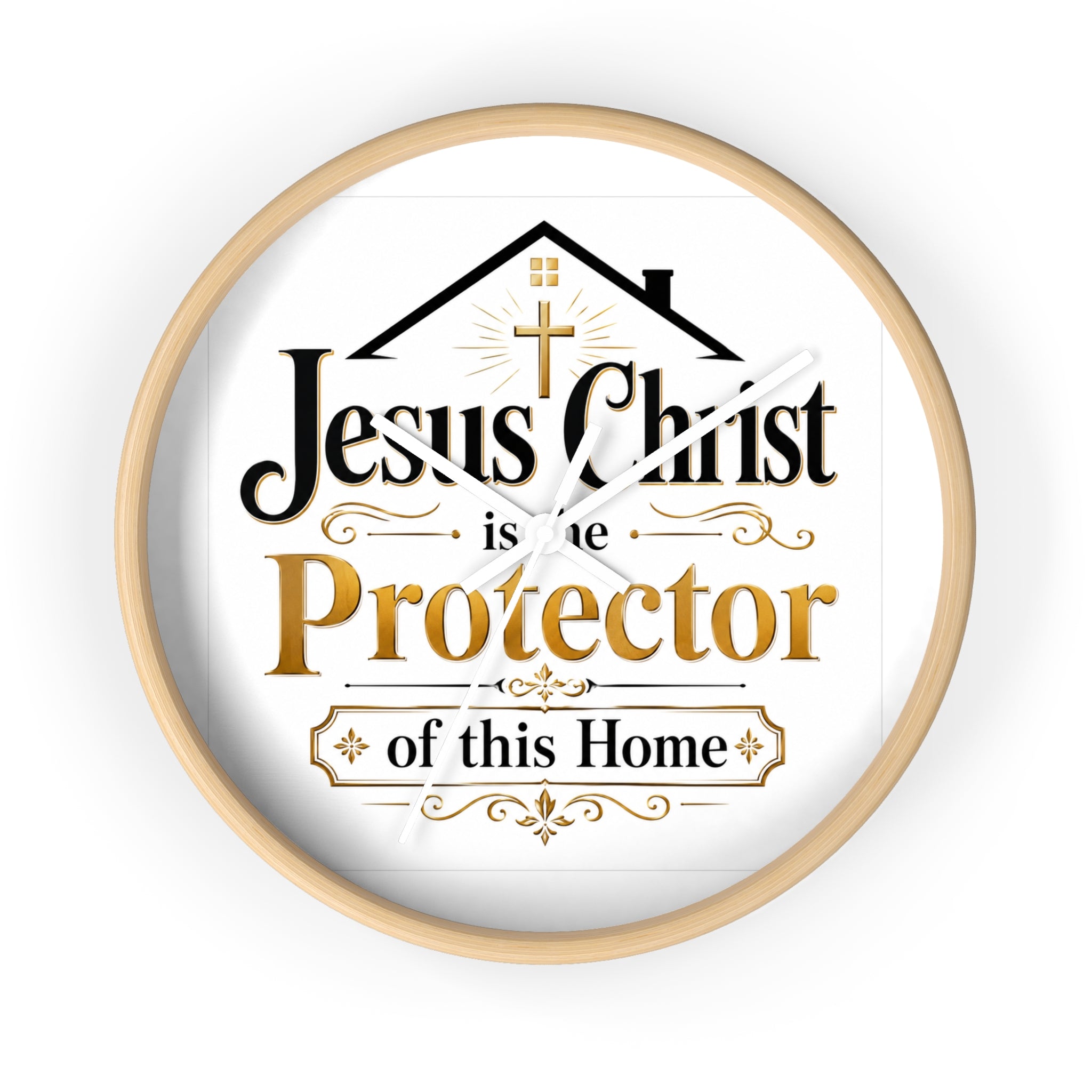 Jesus Christ Protector of This Home Wall Clock — Christian Home Décor
