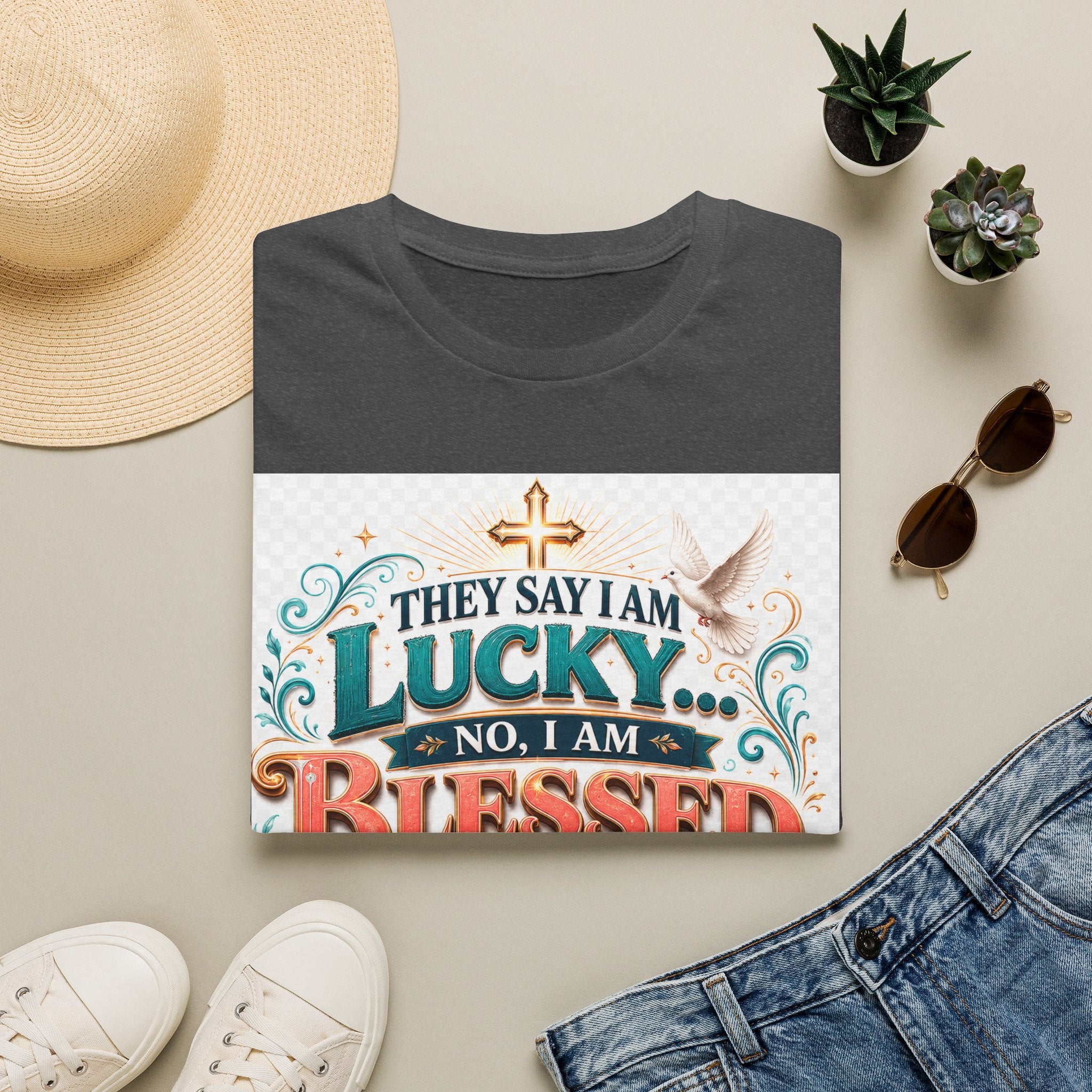 They Say I Am Lucky No, I Am Blessed T-Shirt — Christian Faith Tee