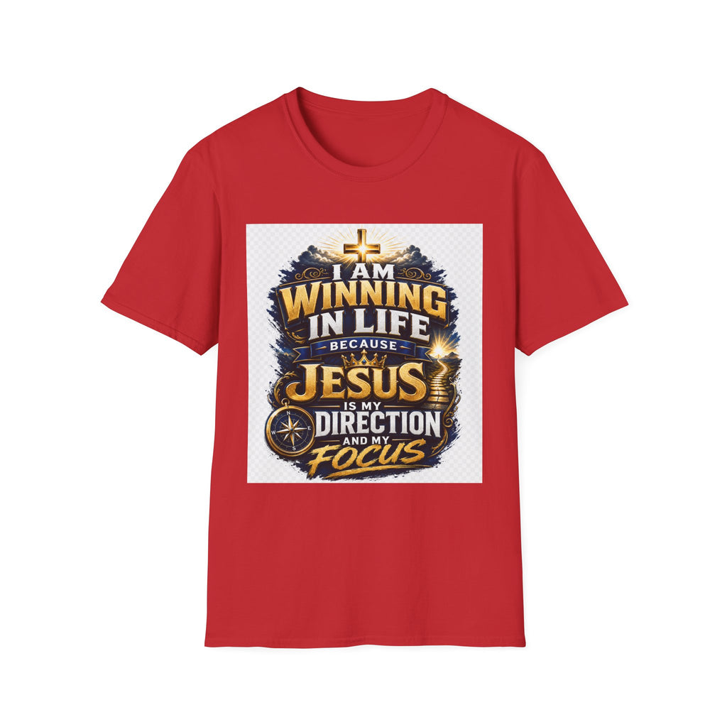 I Am Winning In Life Christian T-Shirt — "Jesus Is My Direction" Inspirational Faith Tee