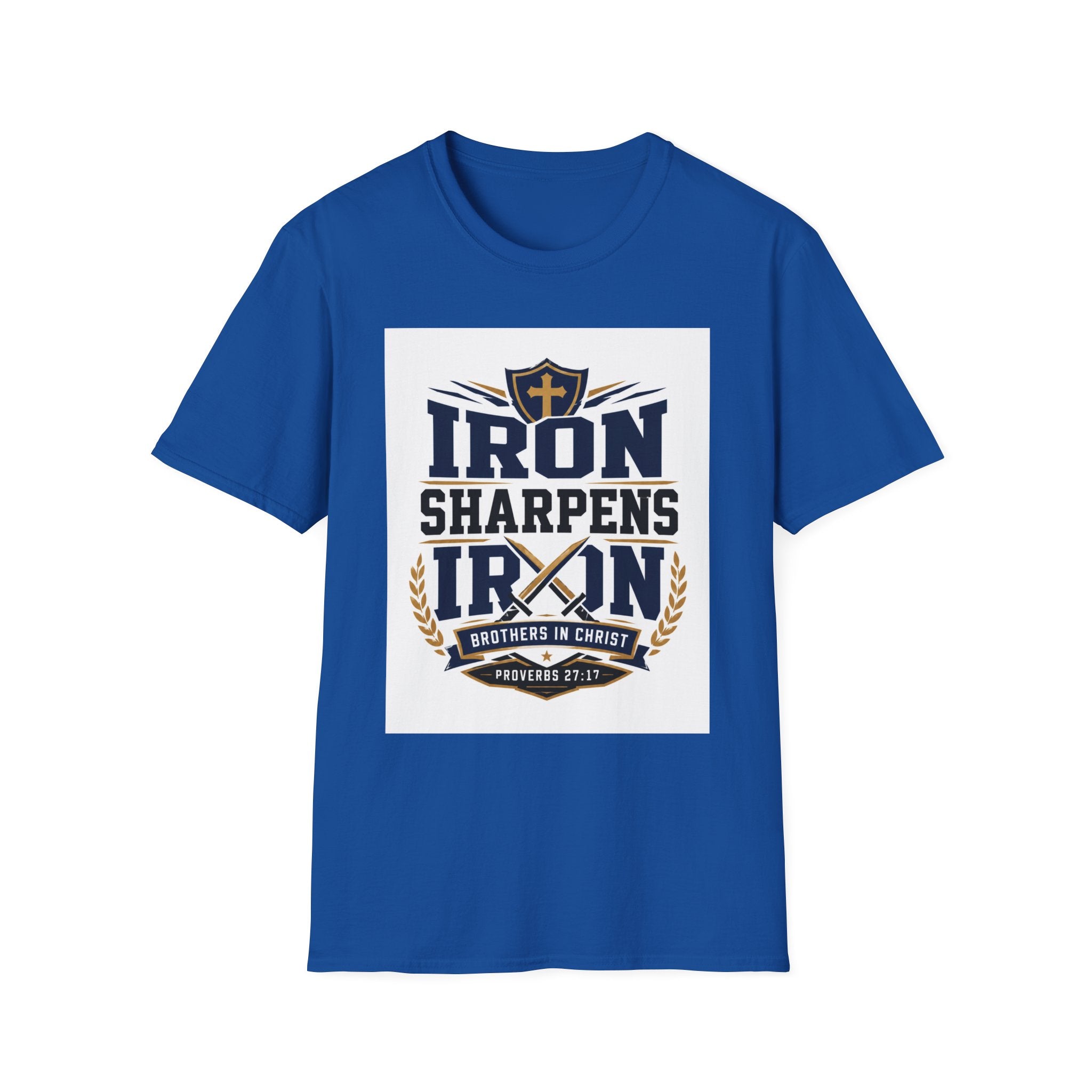 Iron Sharpens Iron T-Shirt — Christian Faith Shield Design