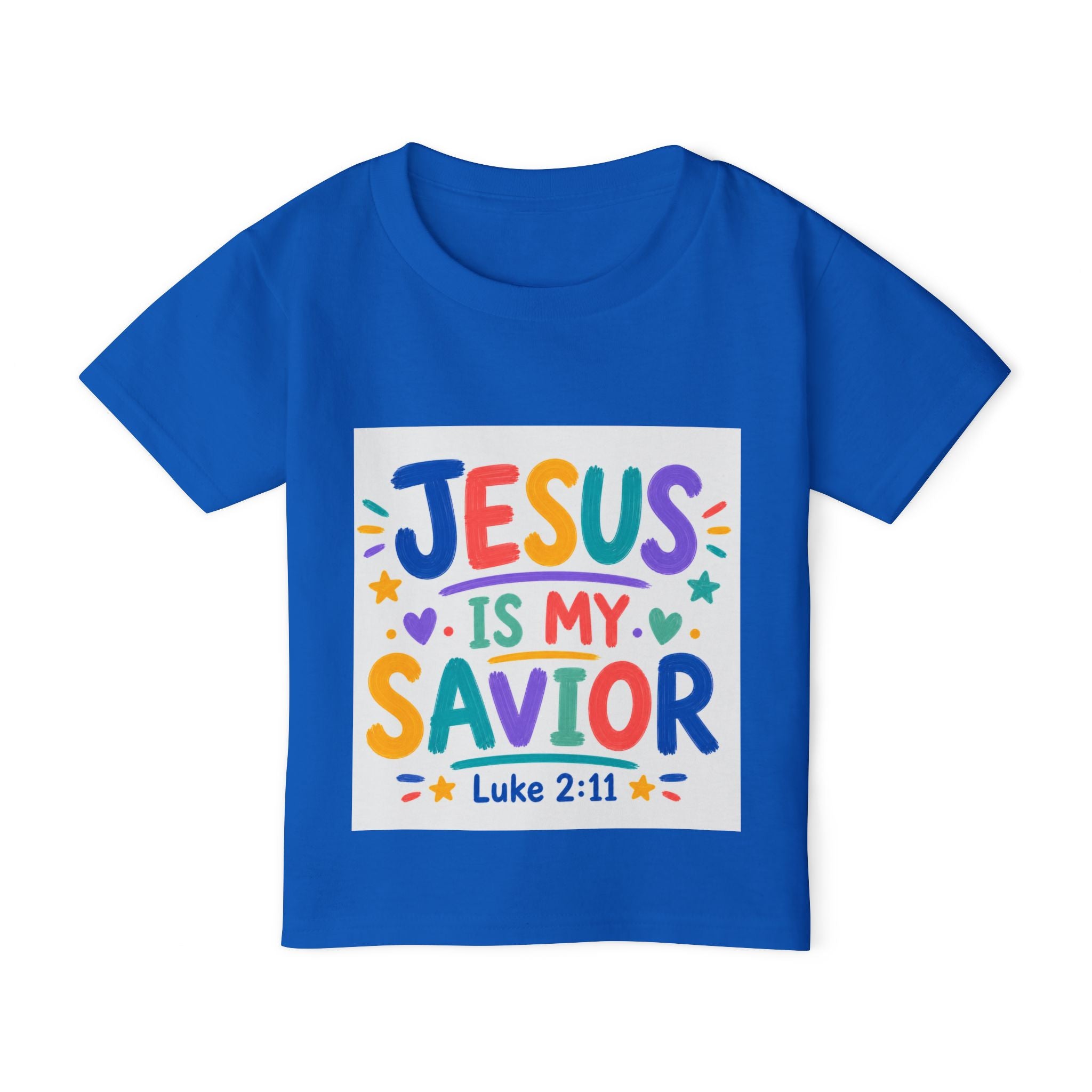 Toddler T-Shirt — "Jesus Is My Savior" Colorful Christian Kids Tee (Luke 2:11)