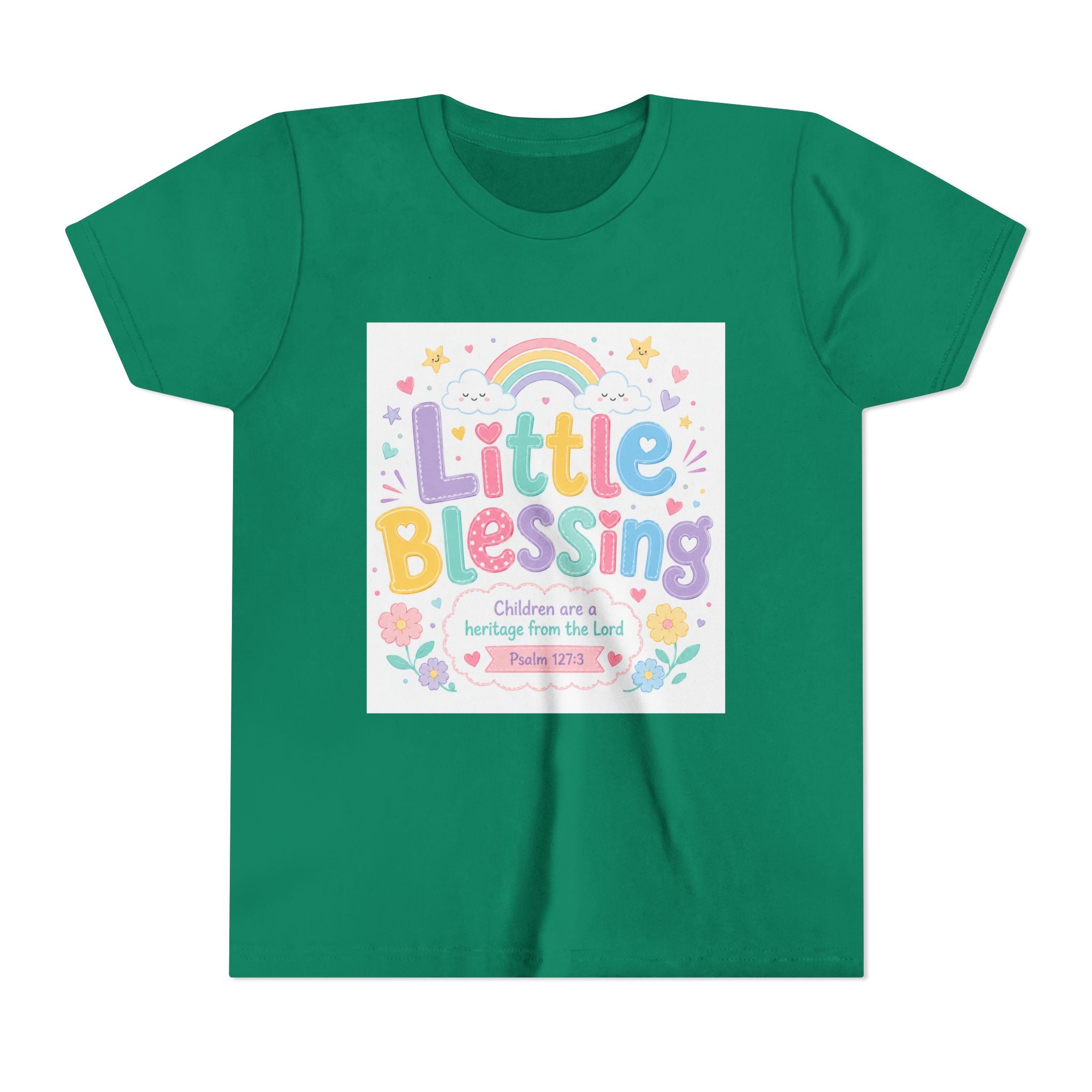 Youth Tee — “Little Blessing” Pastel Rainbow Kids T-Shirt