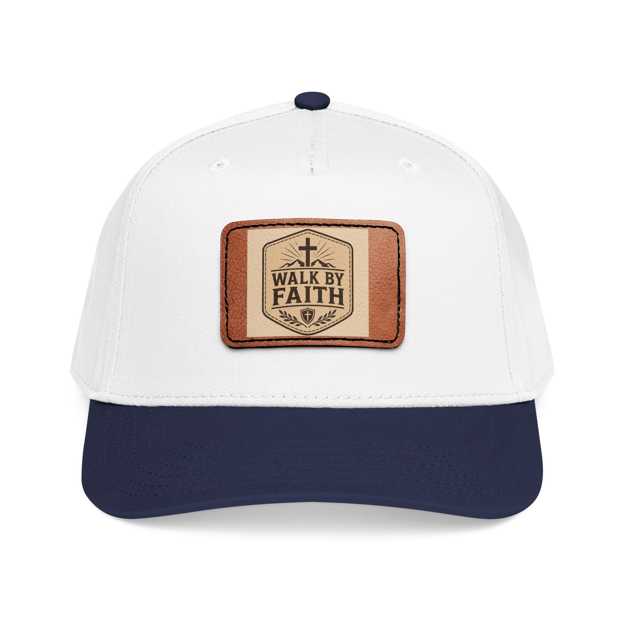 Mid Profile Baseball Cap with Leather Patch (Rectangle)