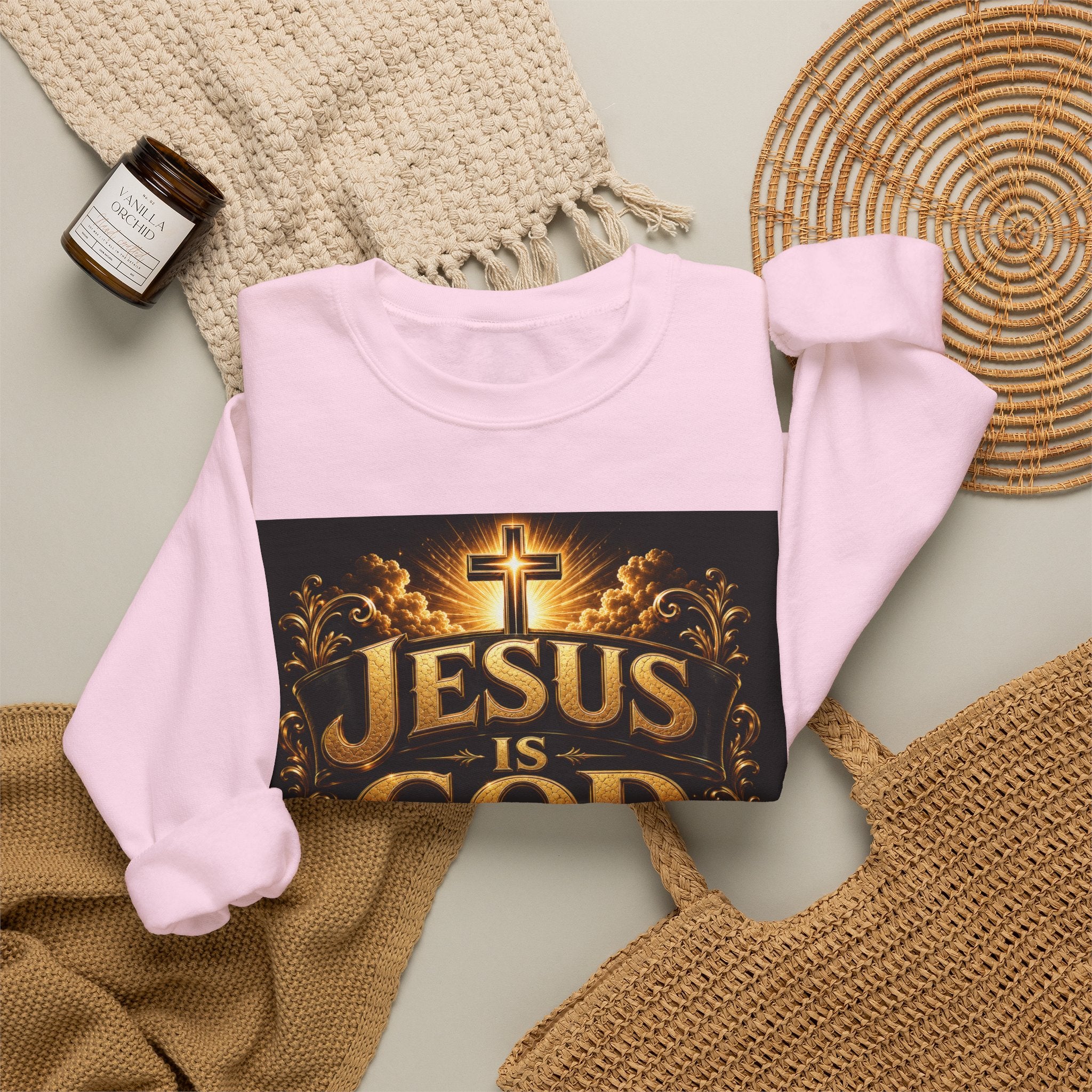 Jesus Is God Crewneck Sweatshirt — Christian Faith Graphic Sweatshirt