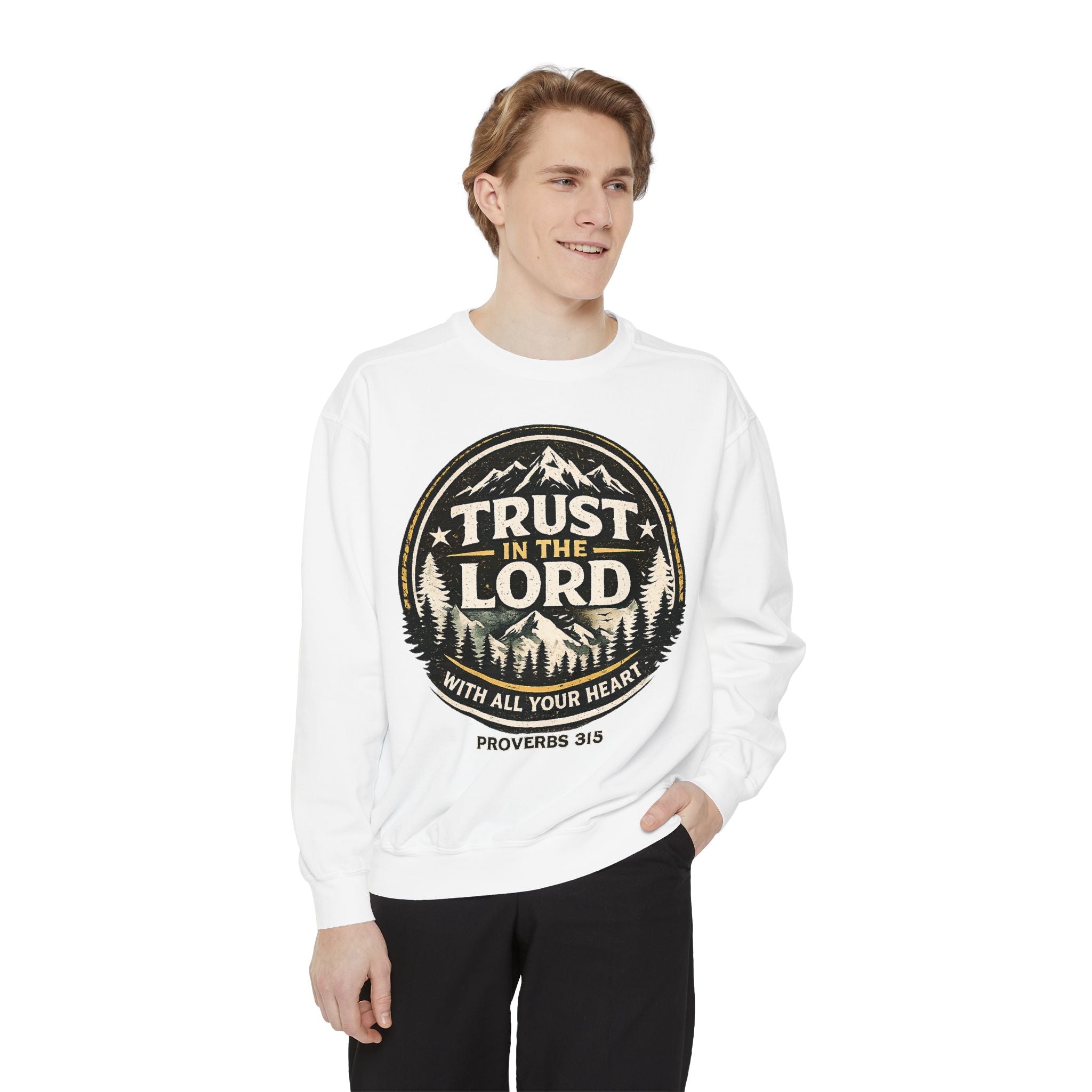 Trust in the Lord Sweatshirt — Proverbs 3:5 Faith Graphic Crewneck