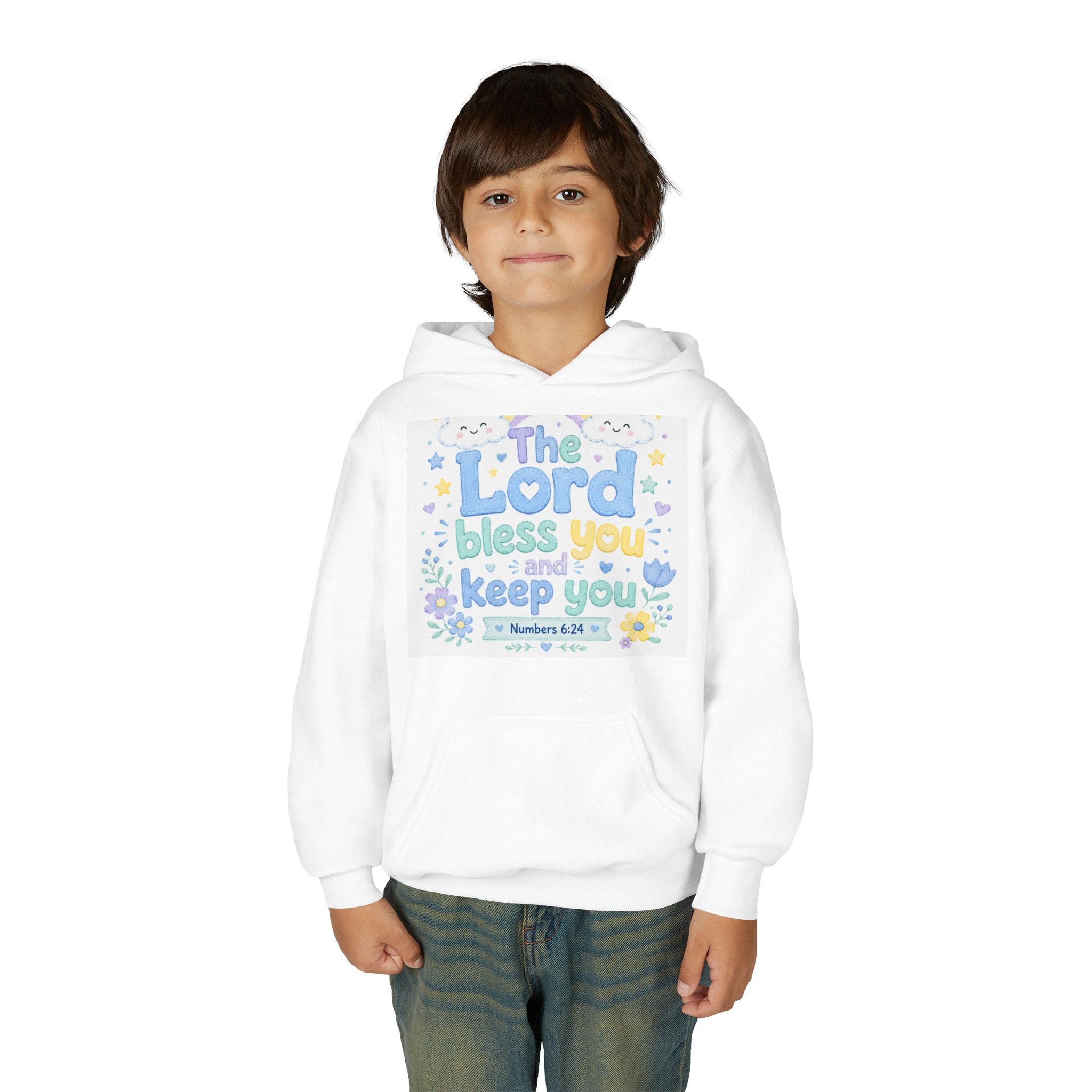 Youth Hoodie — "The Lord Bless You and Keep You" Scripture Sweatshirt (Numbers 6:24)