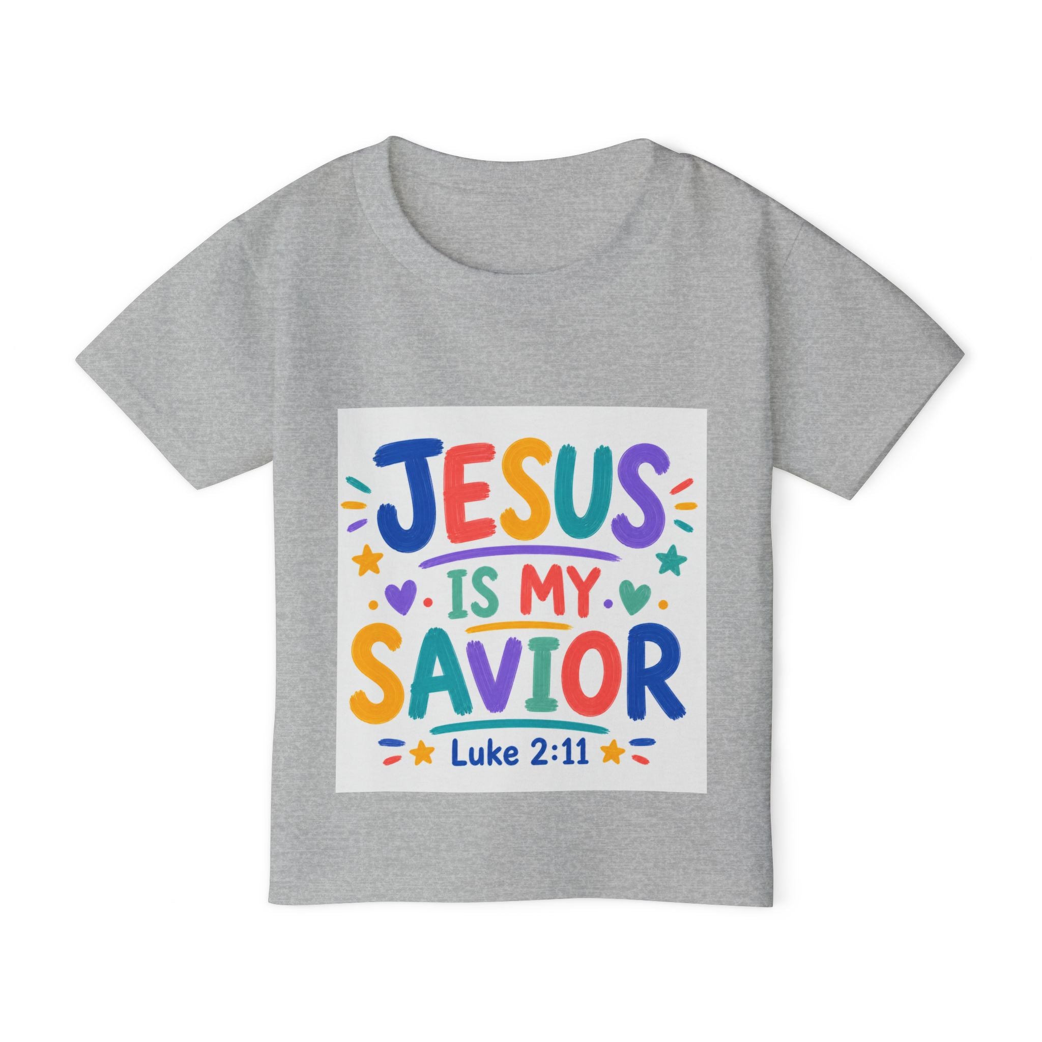 Toddler T-Shirt — "Jesus Is My Savior" Colorful Christian Kids Tee (Luke 2:11)