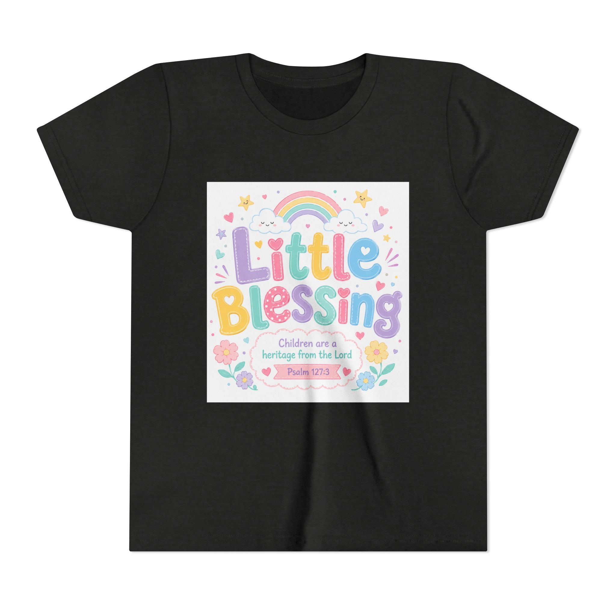 Youth Tee — “Little Blessing” Pastel Rainbow Kids T-Shirt
