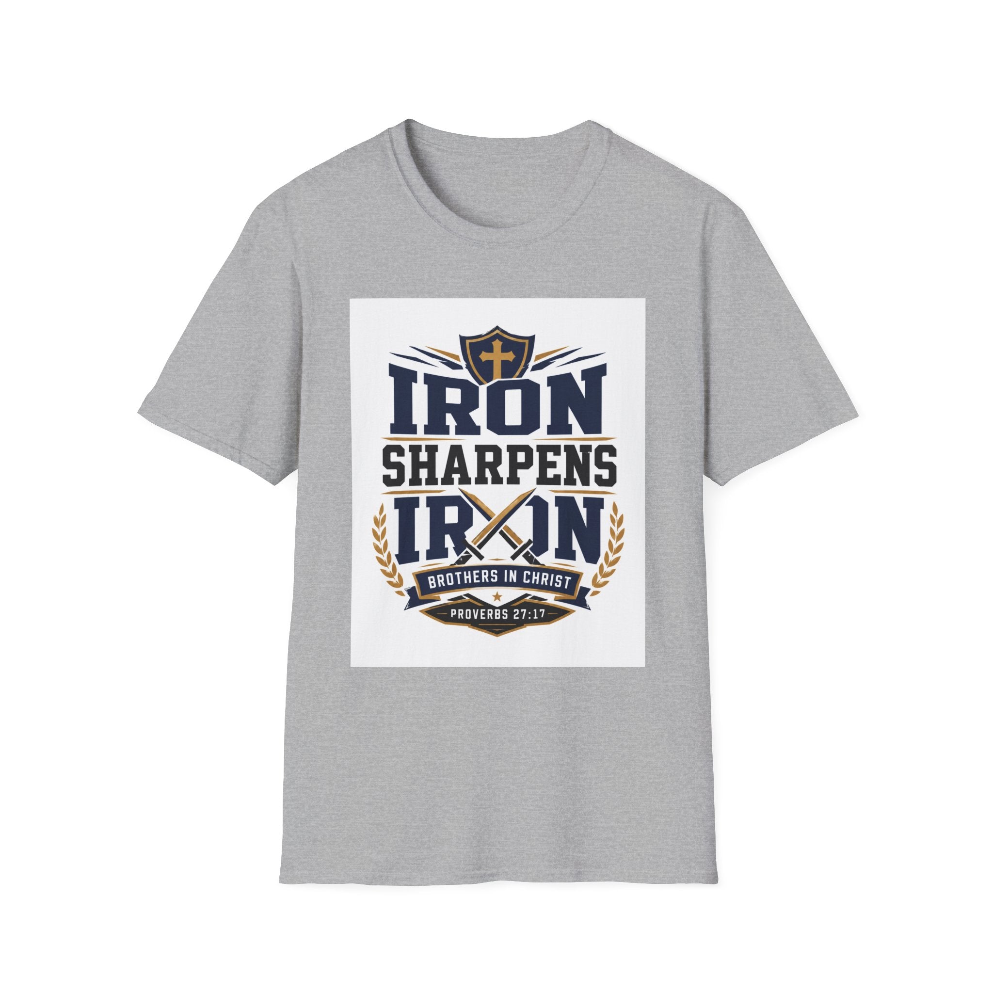 Iron Sharpens Iron T-Shirt — Christian Faith Shield Design