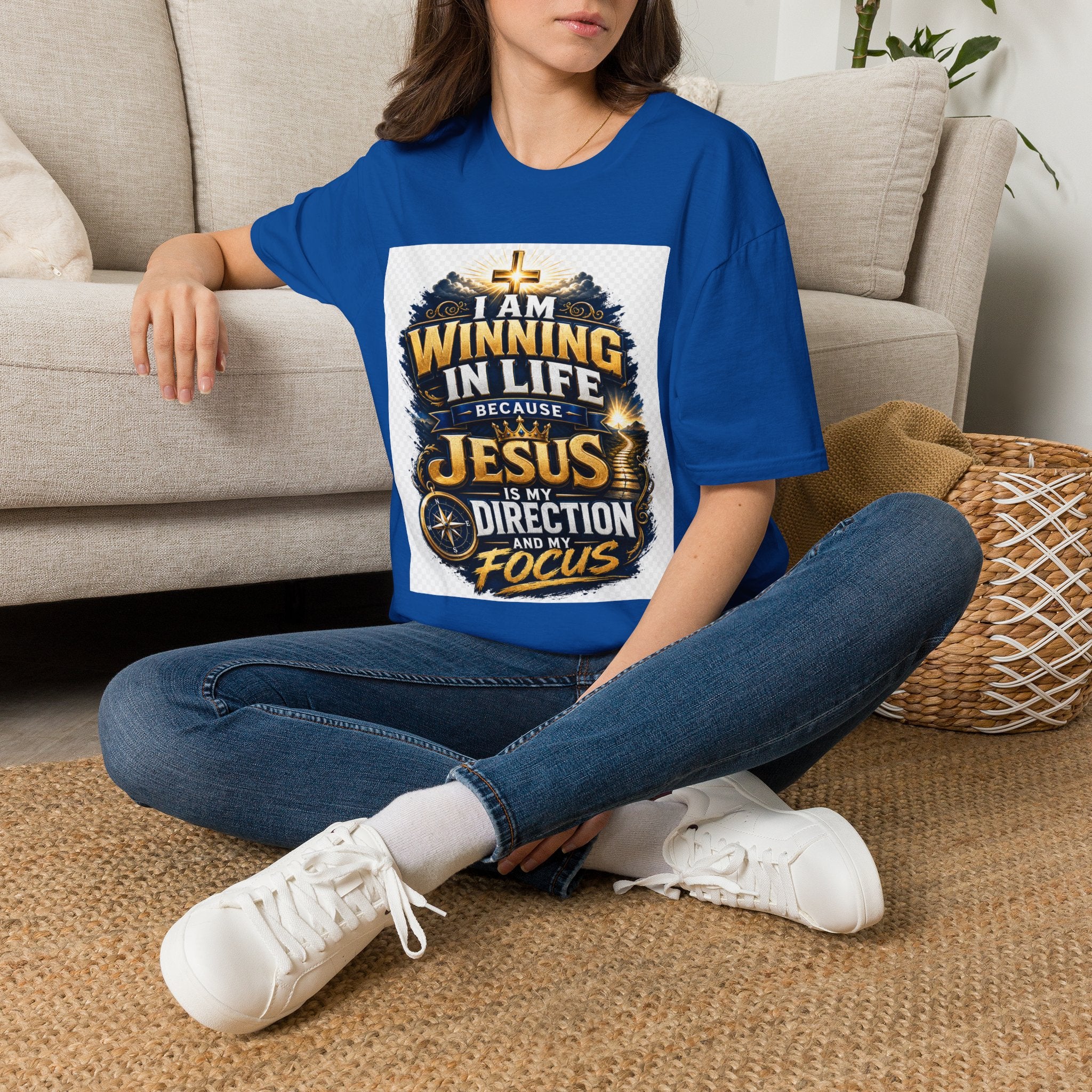 I Am Winning In Life Christian T-Shirt — "Jesus Is My Direction" Inspirational Faith Tee