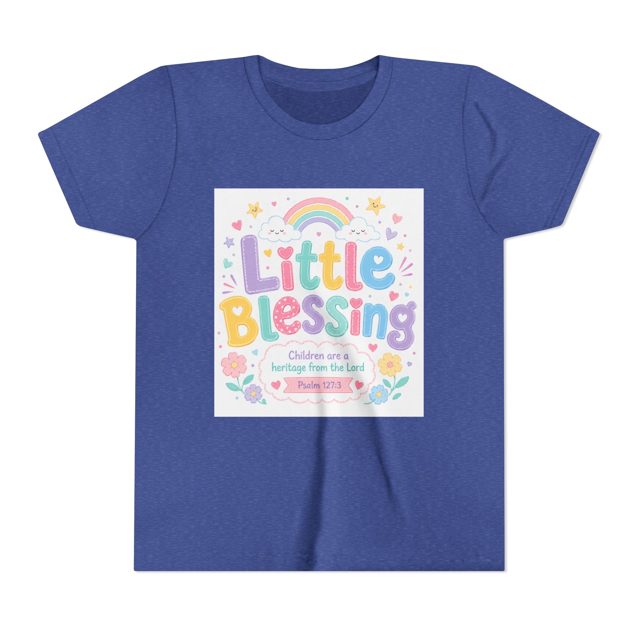 Youth Tee — “Little Blessing” Pastel Rainbow Kids T-Shirt