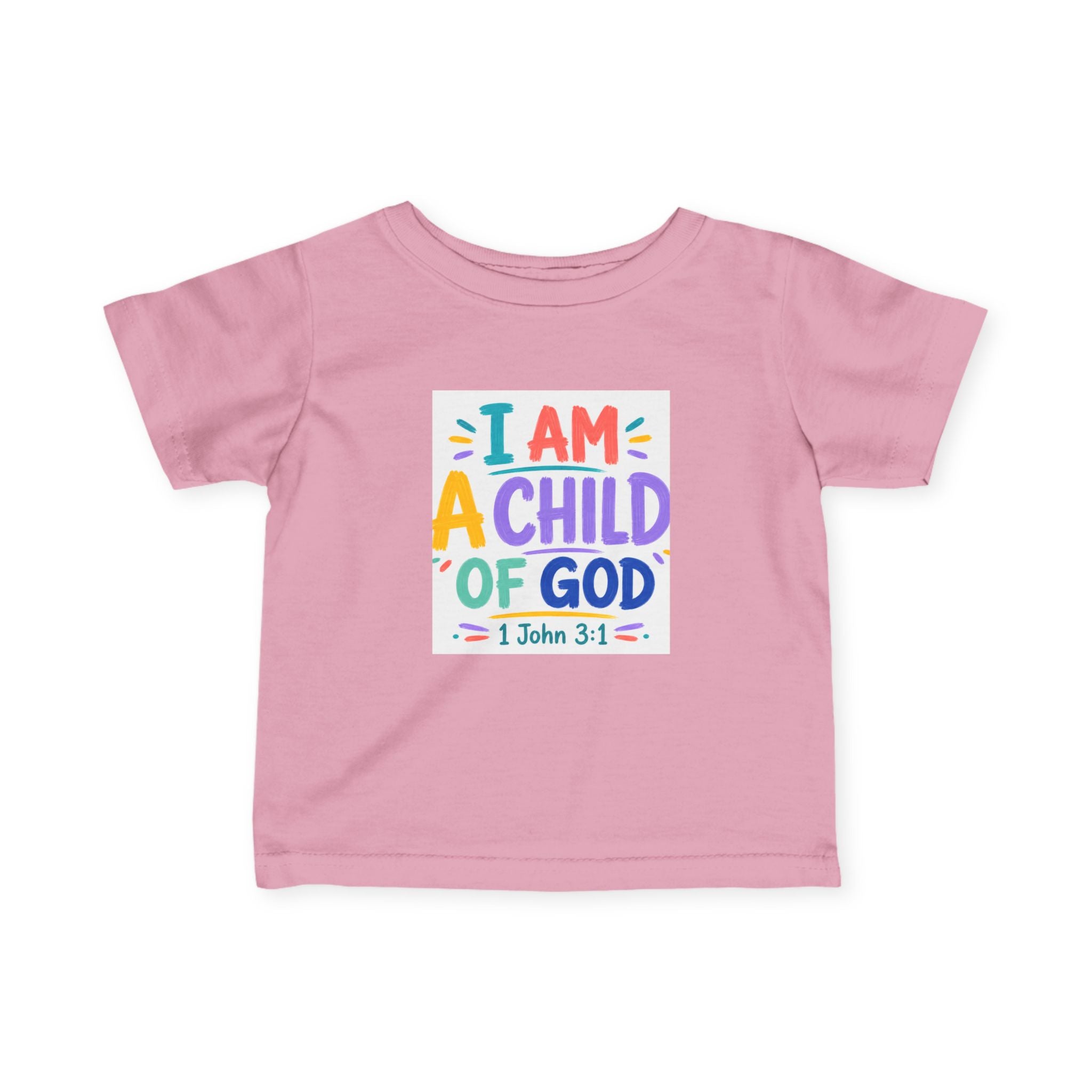 Infant Tee — "I Am A Child of God" Colorful Christian Baby Shirt (1 John 3:1)