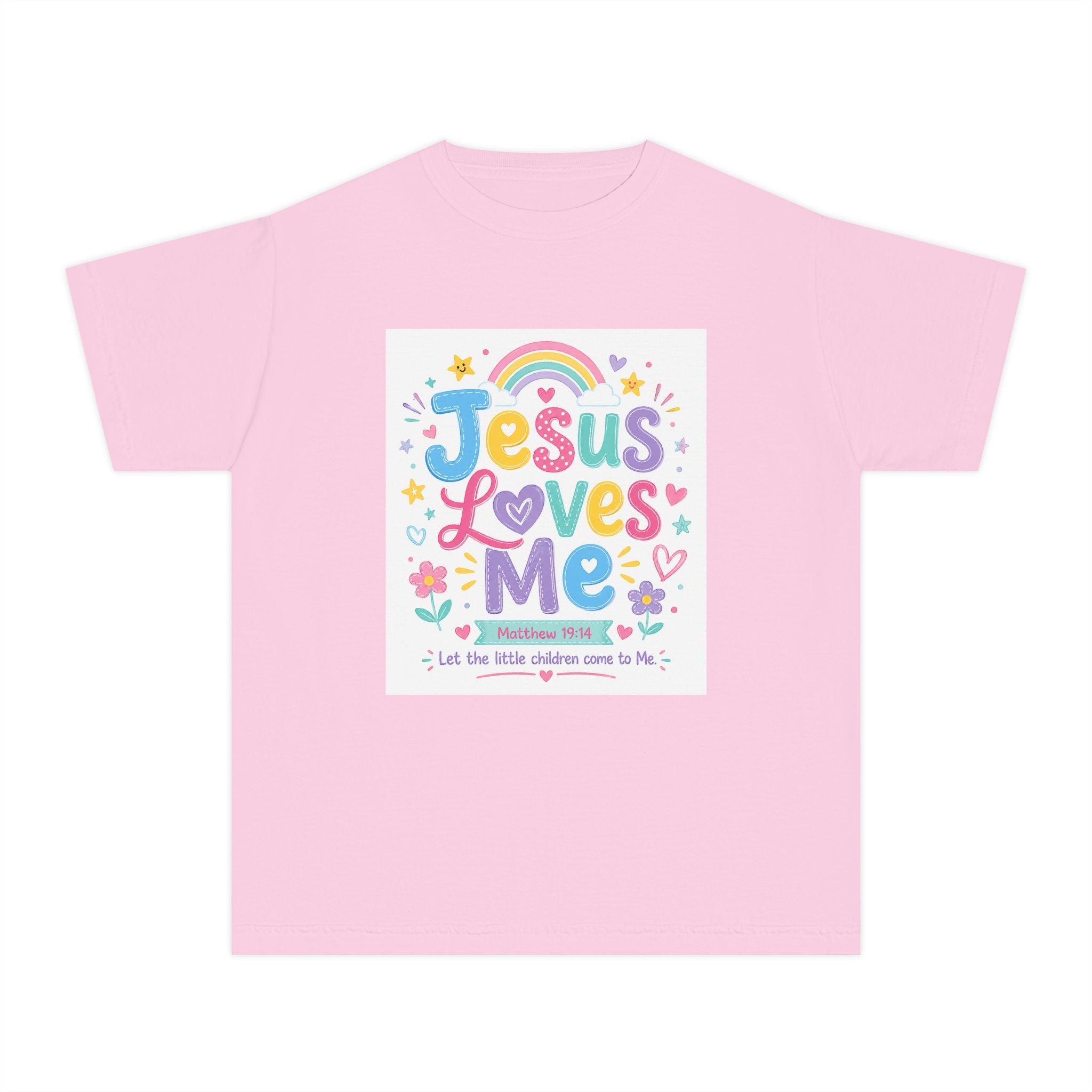Youth Tee - "Jesus Loves Me" Colorful Kids Christian Graphic Shirt