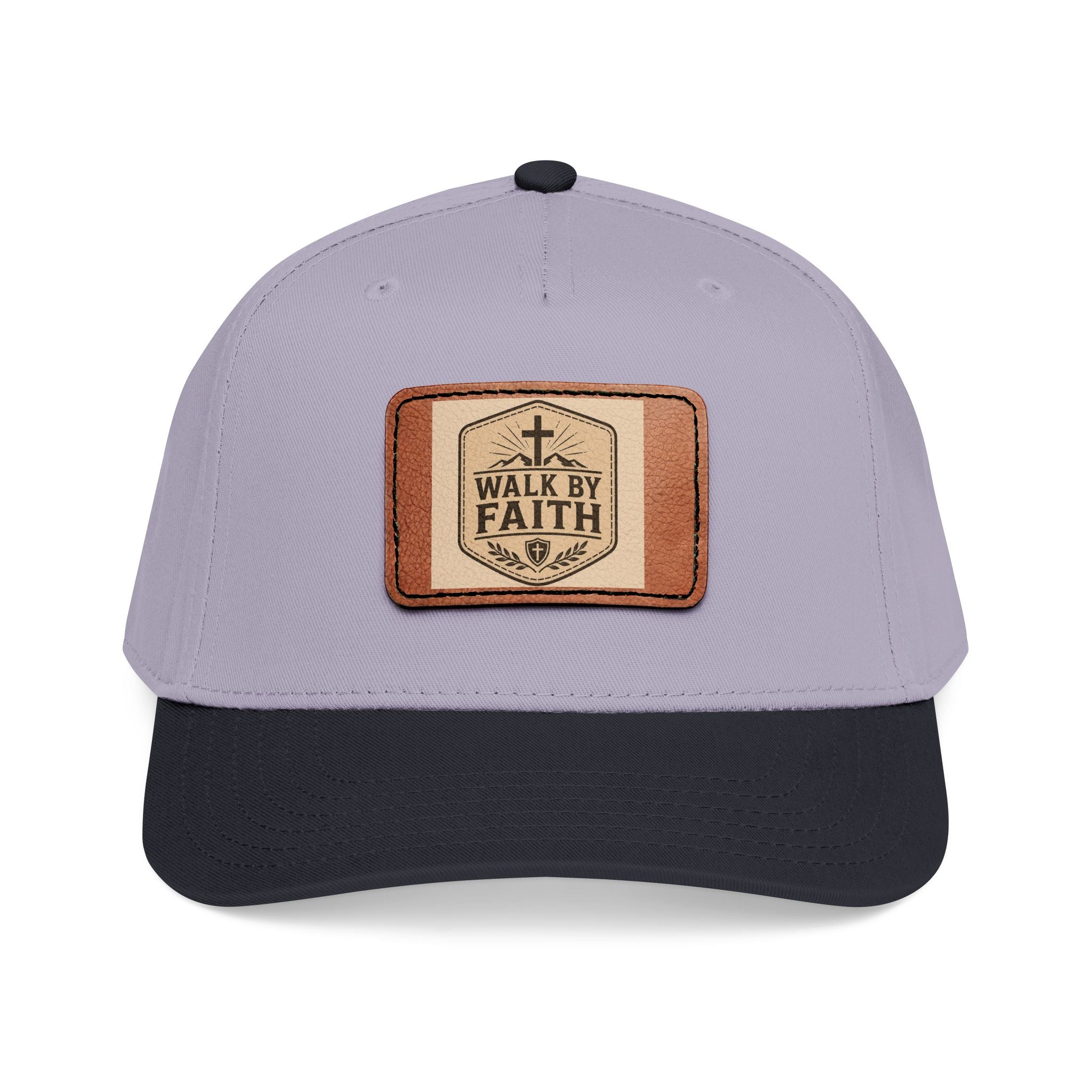 Mid Profile Baseball Cap with Leather Patch (Rectangle)