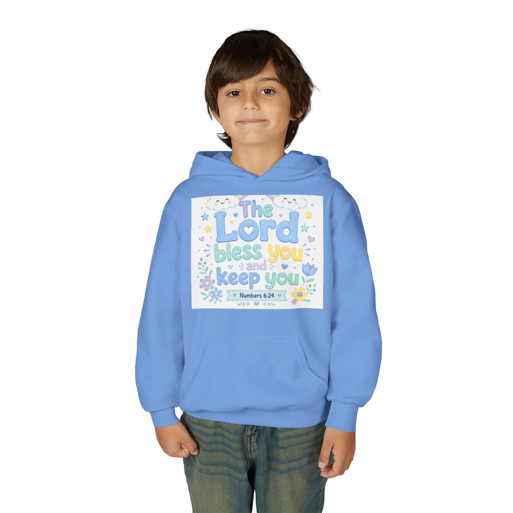 Youth Hoodie — "The Lord Bless You and Keep You" Scripture Sweatshirt (Numbers 6:24)