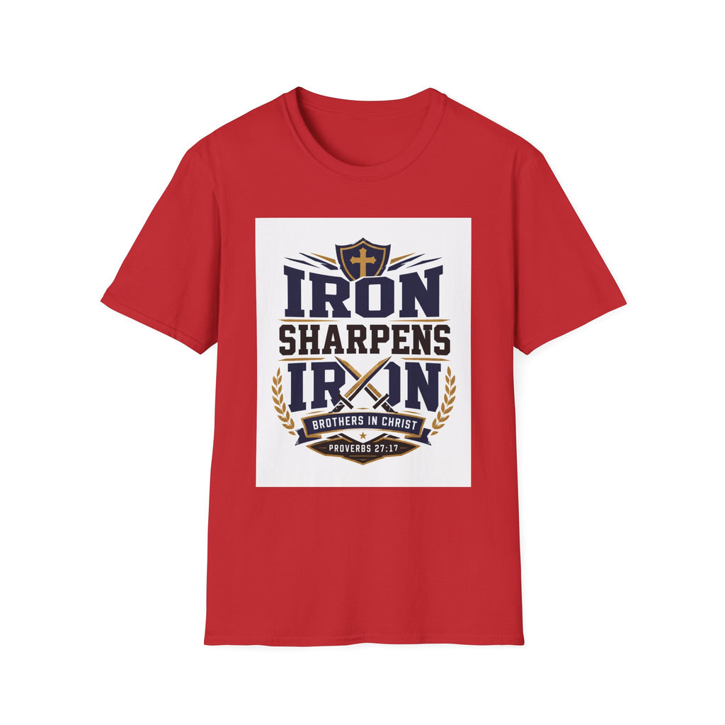 Iron Sharpens Iron T-Shirt — Christian Faith Shield Design