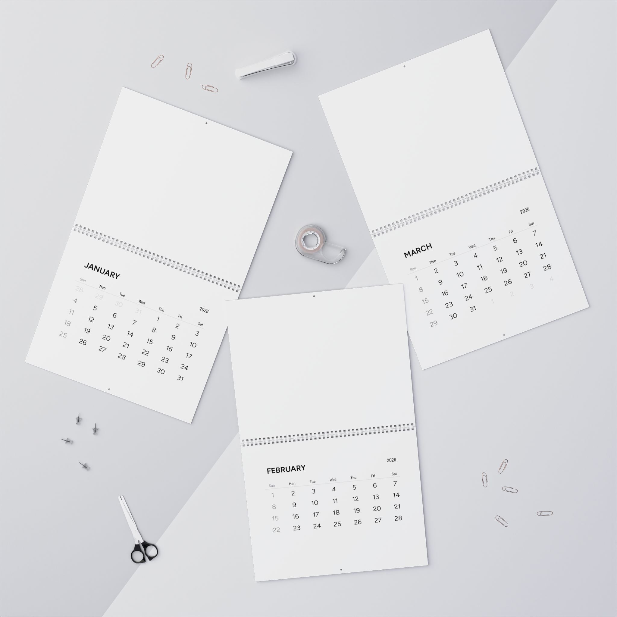 2026 Minimal Wall Calendar — Simple Monthly Planner