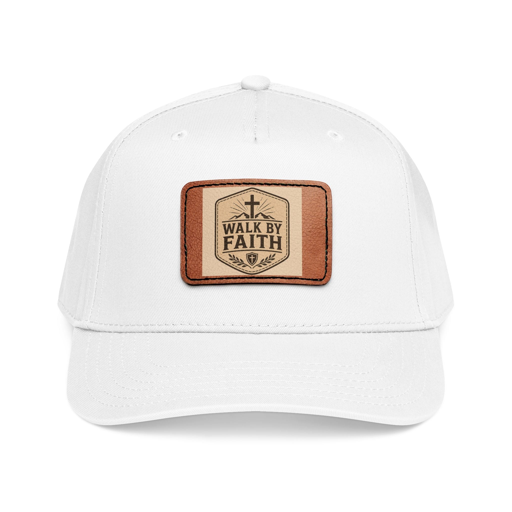 Mid Profile Baseball Cap with Leather Patch (Rectangle)