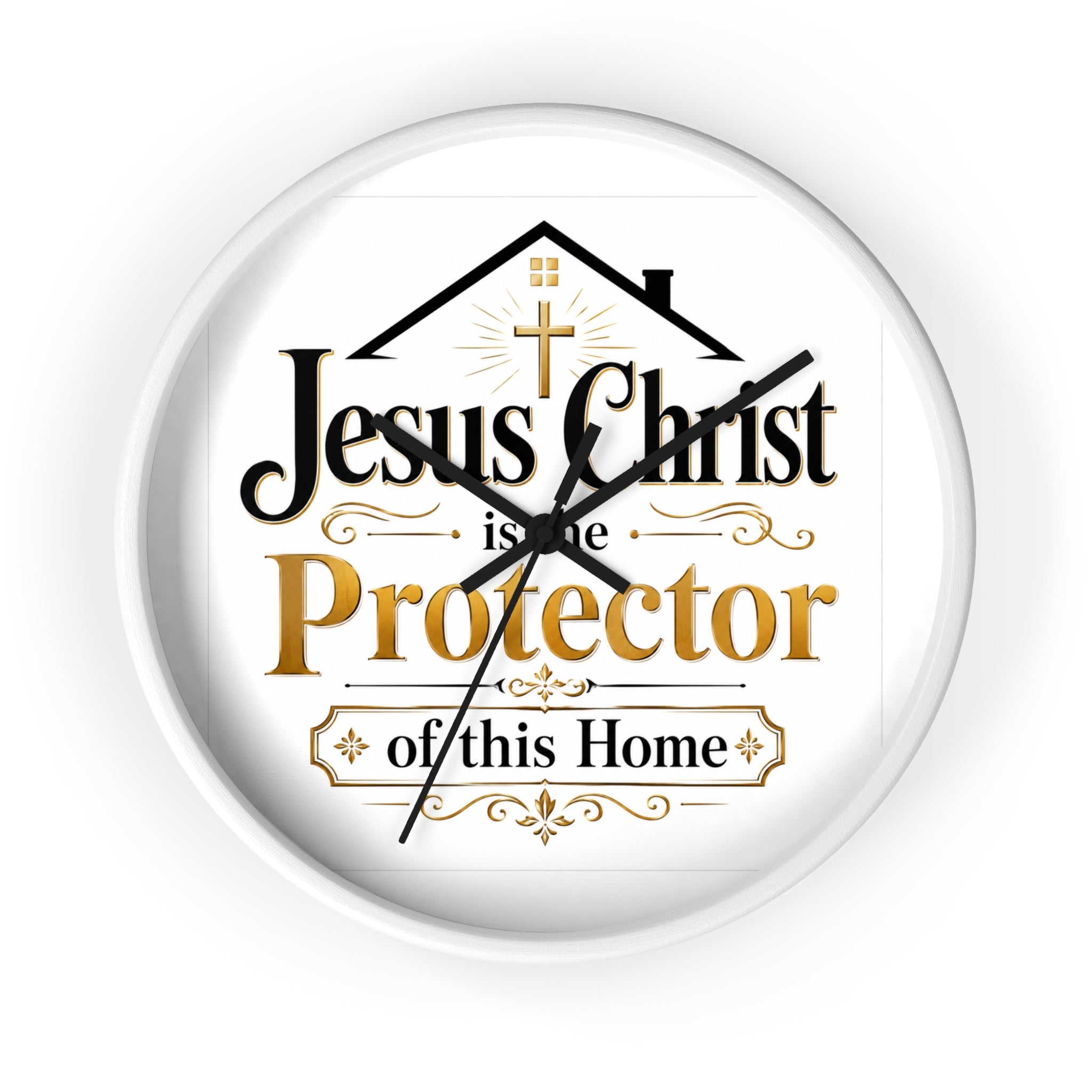 Jesus Christ Protector of This Home Wall Clock — Christian Home Décor
