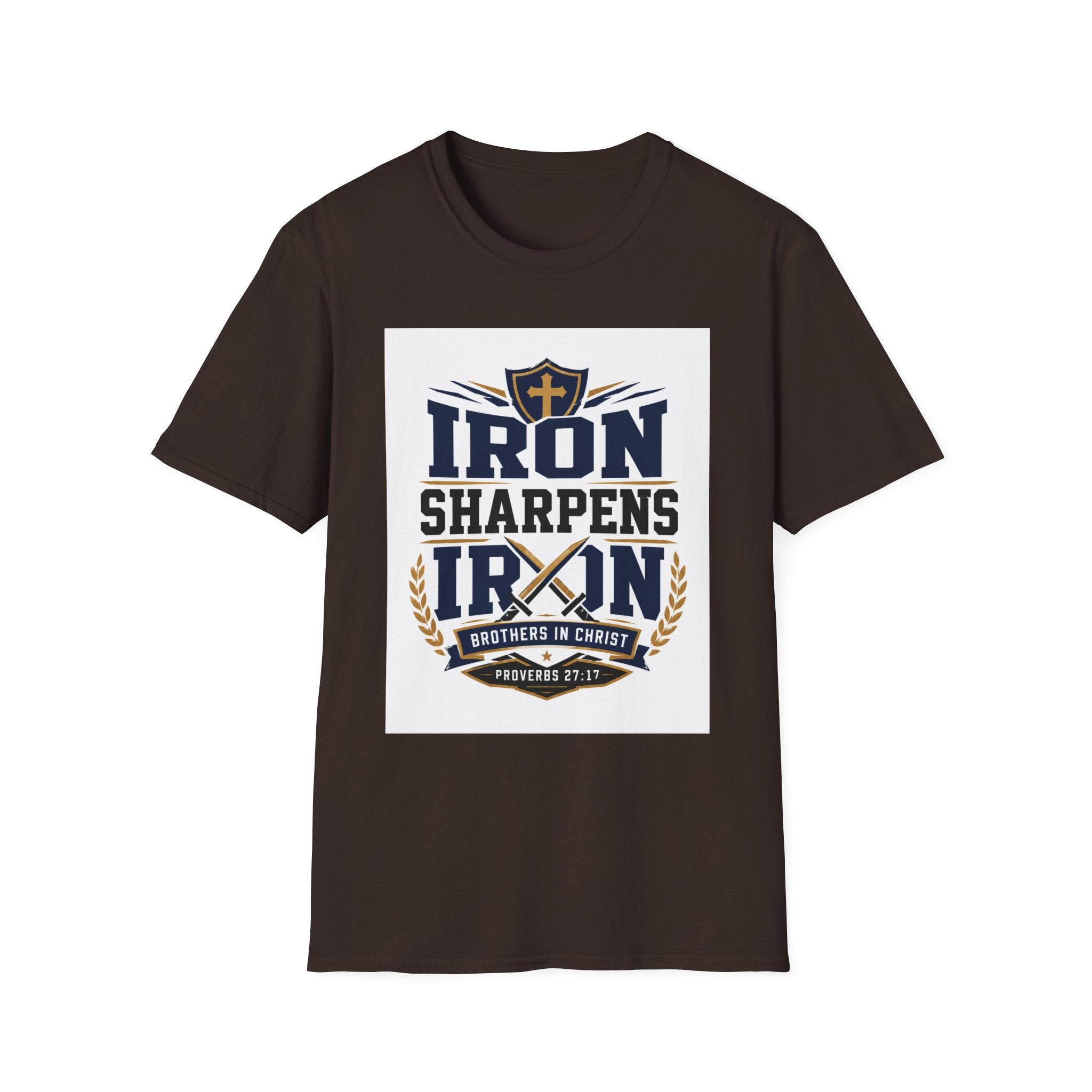 Iron Sharpens Iron T-Shirt — Christian Faith Shield Design