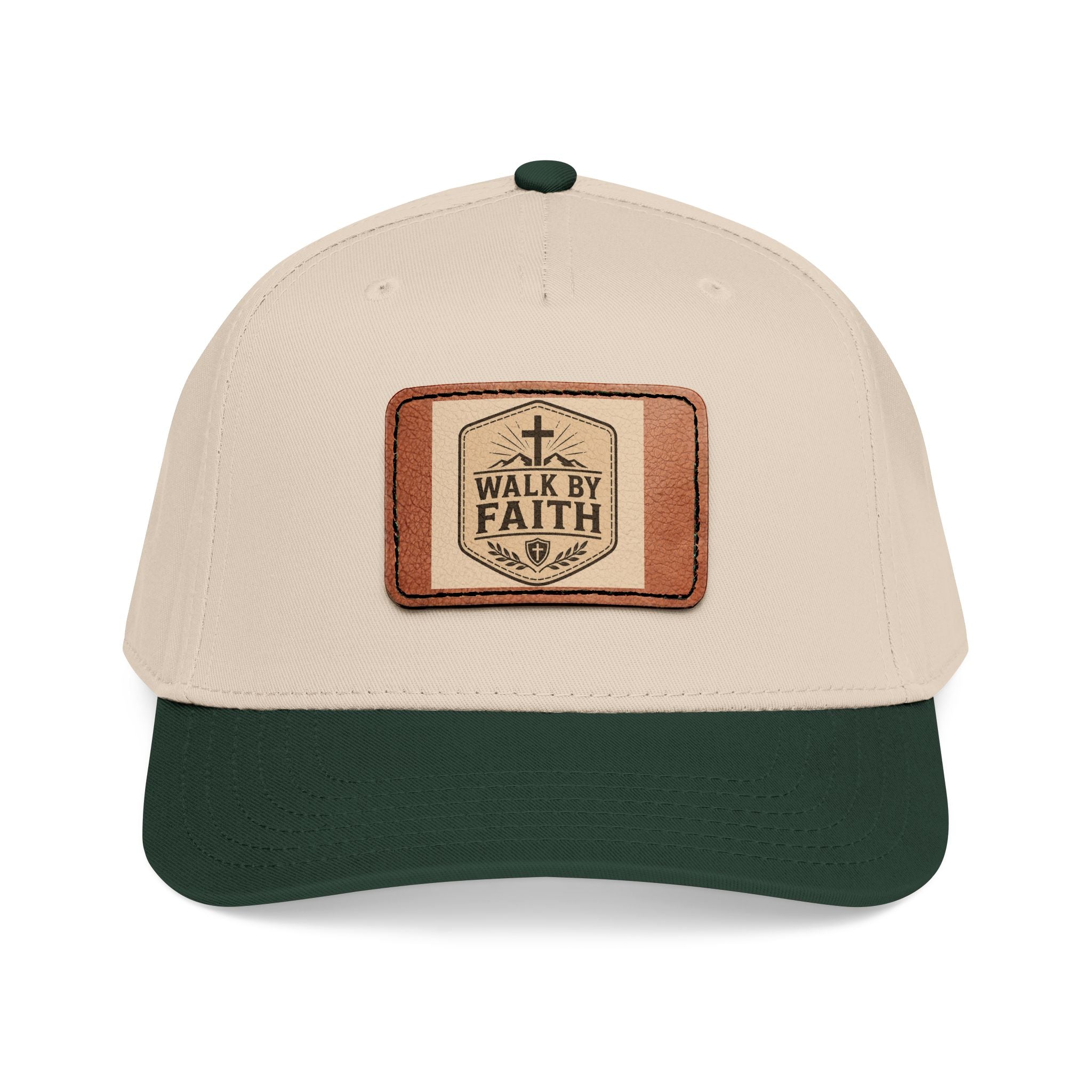 Mid Profile Baseball Cap with Leather Patch (Rectangle)