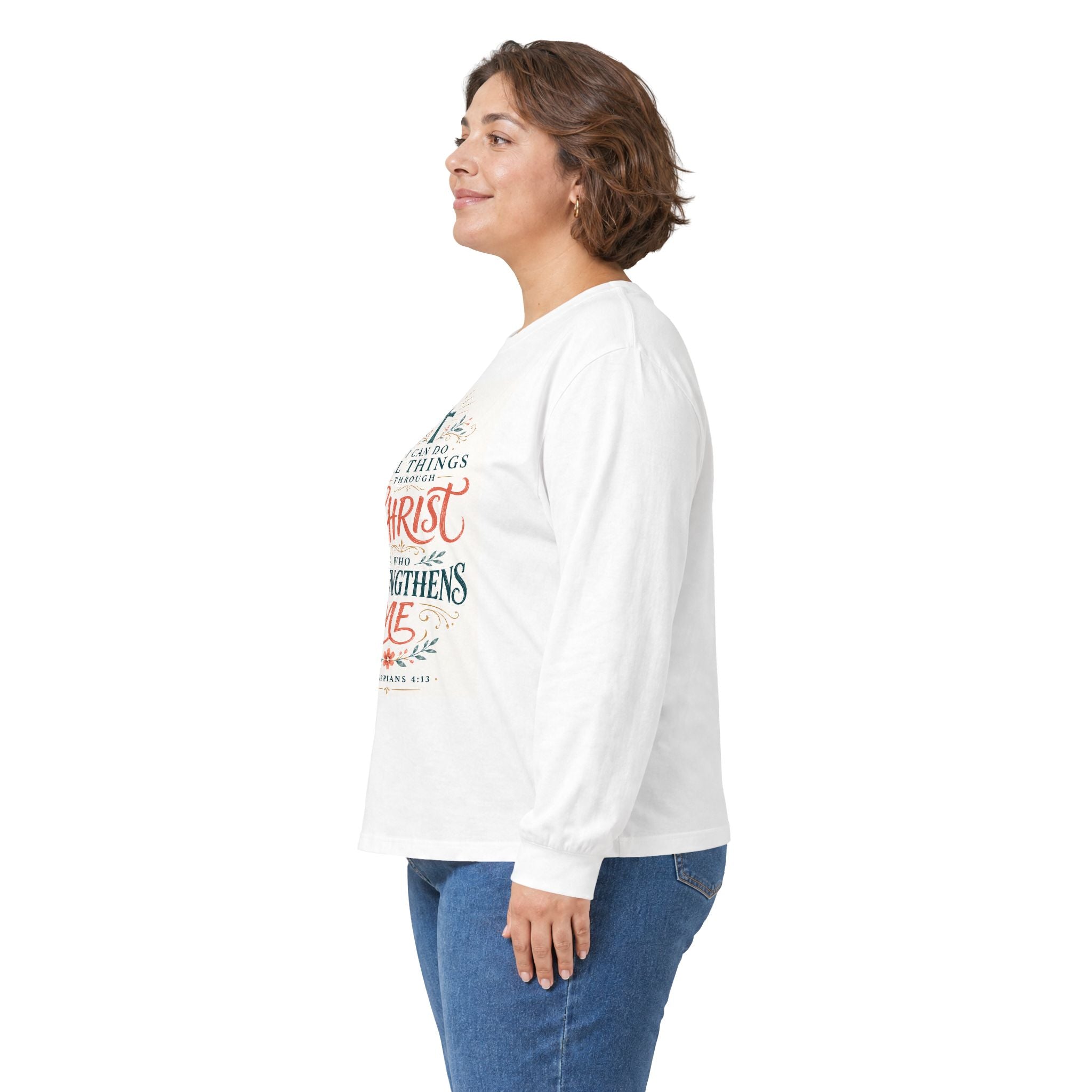 Christian Faith Long Sleeve Tee — "I Can Do All Things Through Christ" Inspirational Shirt