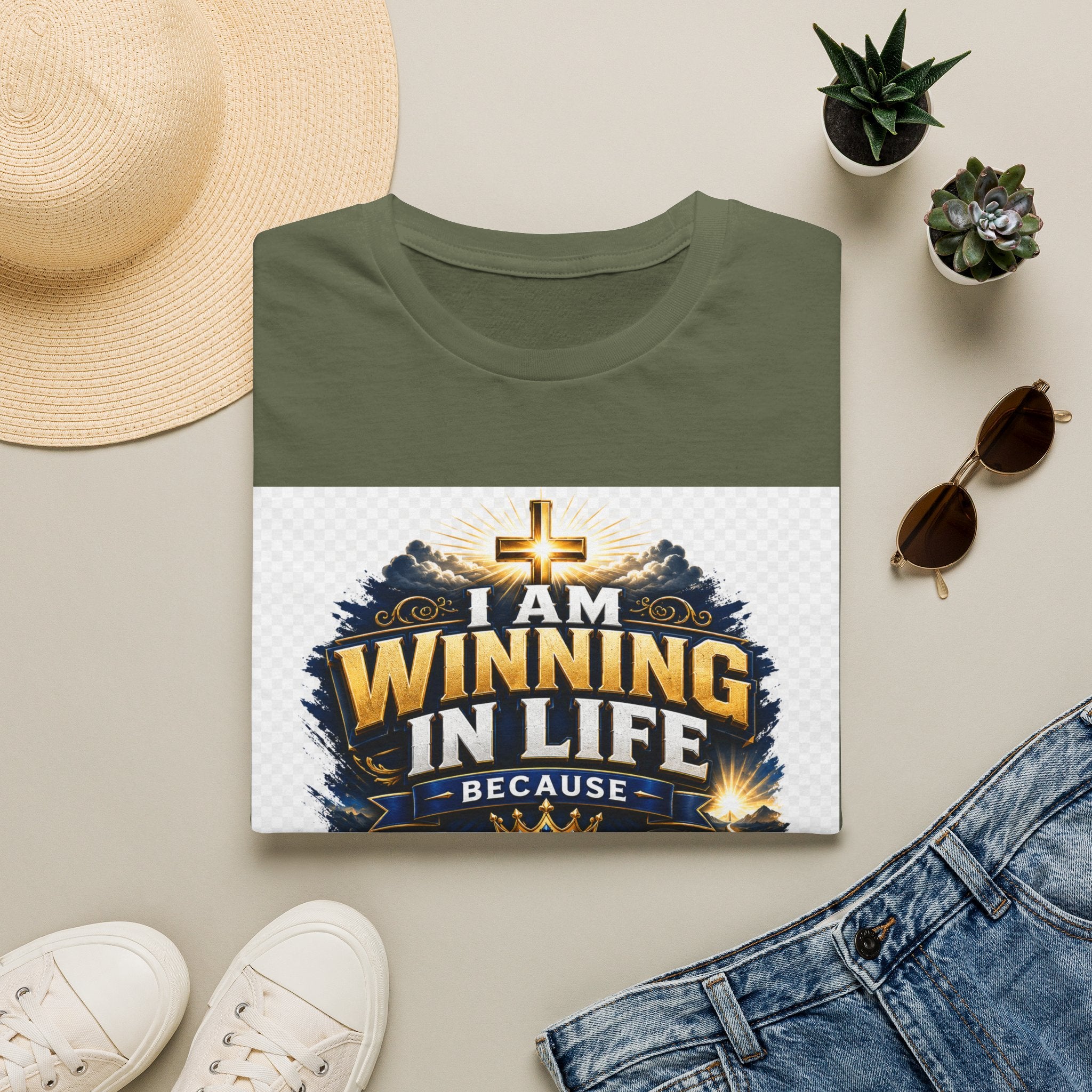 I Am Winning In Life Christian T-Shirt — "Jesus Is My Direction" Inspirational Faith Tee