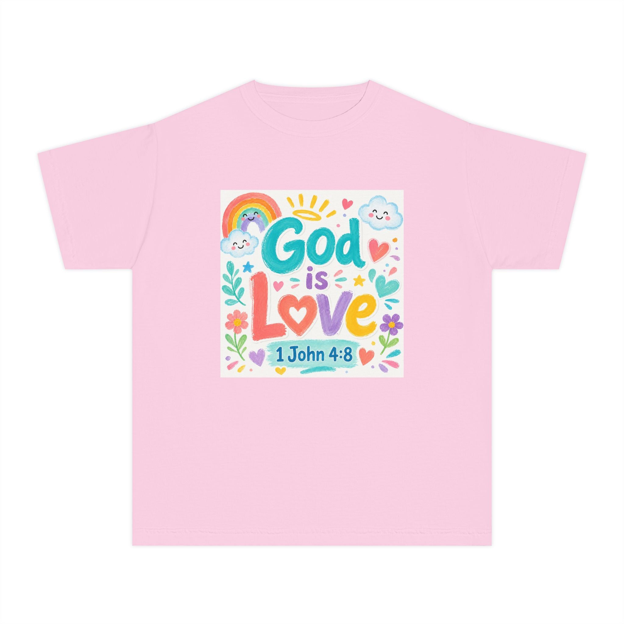 Youth Tee — "God Is Love" Kids Christian T-Shirt (1 John 4:8)