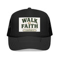 Walk By Faith Foam Trucker Hat — 2 Corinthians 5:7 Christian Cap